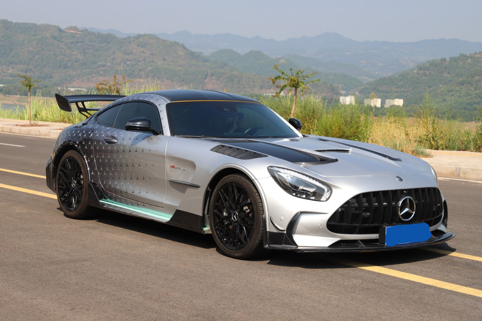 Mercedes Benz AMG GT GTS GTC GTR Pro C190 2016 2017 2018 2019 2020 2021 with Aftermarket Parts - Front Bumper & Lip PP Polypropylene / Dry Pre-preg Carbon Fiber from DuPont Tech