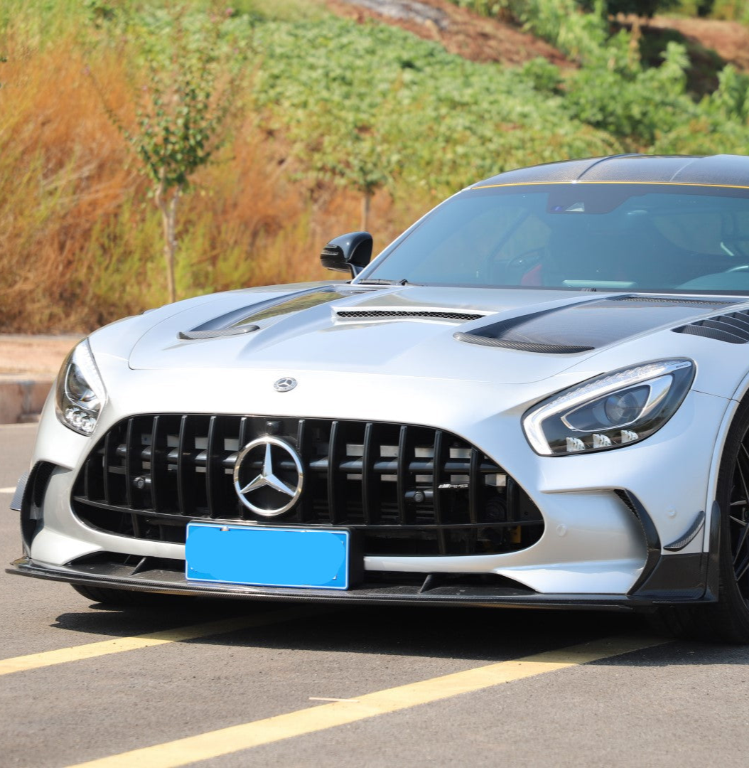 Mercedes Benz AMG GT GTS C190 2016 2017 2018 2019 2020 2021 with Aftermarket Parts - Black Series Conversion Style Stage 2 Lower Front Lip Polypropylene / Dry Pre-preg Carbon Fiber from DuPont Tech