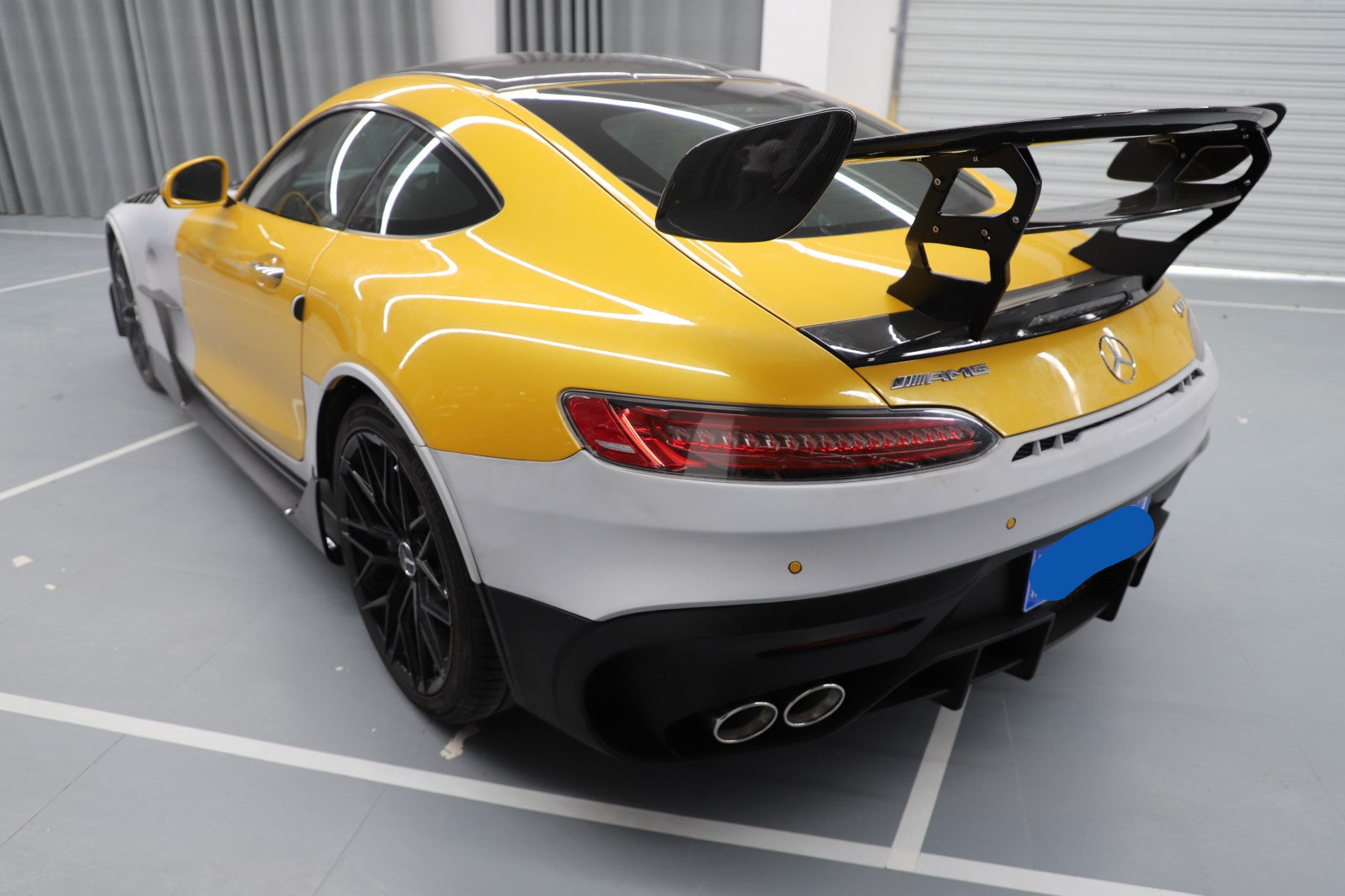 Mercedes Benz AMG GT GTS GTC C190 2015 2016 2017 2018 2019 2020 2021 with Aftermarket Parts - Black Series Conversion Style Rear Wing Dry Pre-preg Carbon Fiber from DuPont Tech