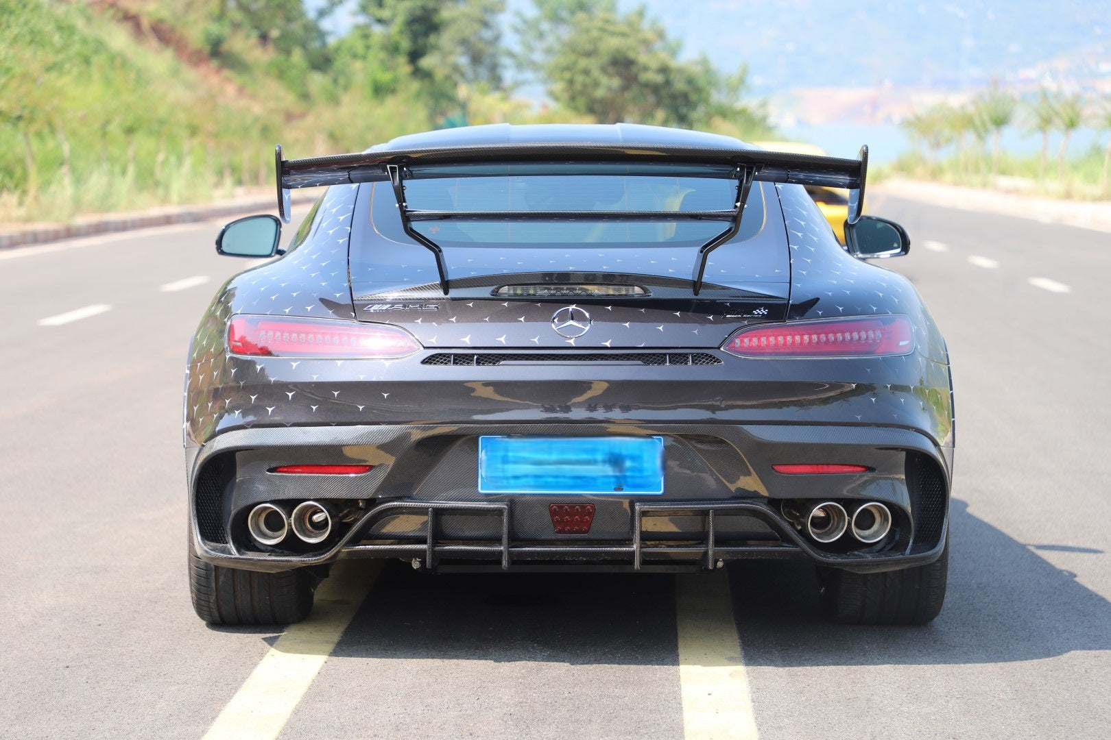 Mercedes Benz AMG GT GTS GTC C190 2015 2016 2017 2018 2019 2020 2021 with Aftermarket Parts - Black Series Conversion Style Rear Wing Dry Pre-preg Carbon Fiber from DuPont Tech