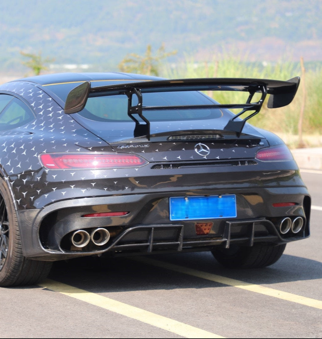 Mercedes Benz AMG GT GTS GTC C190 2015 2016 2017 2018 2019 2020 2021 with Aftermarket Parts - Black Series Conversion Style Rear Wing Dry Pre-preg Carbon Fiber from DuPont Tech