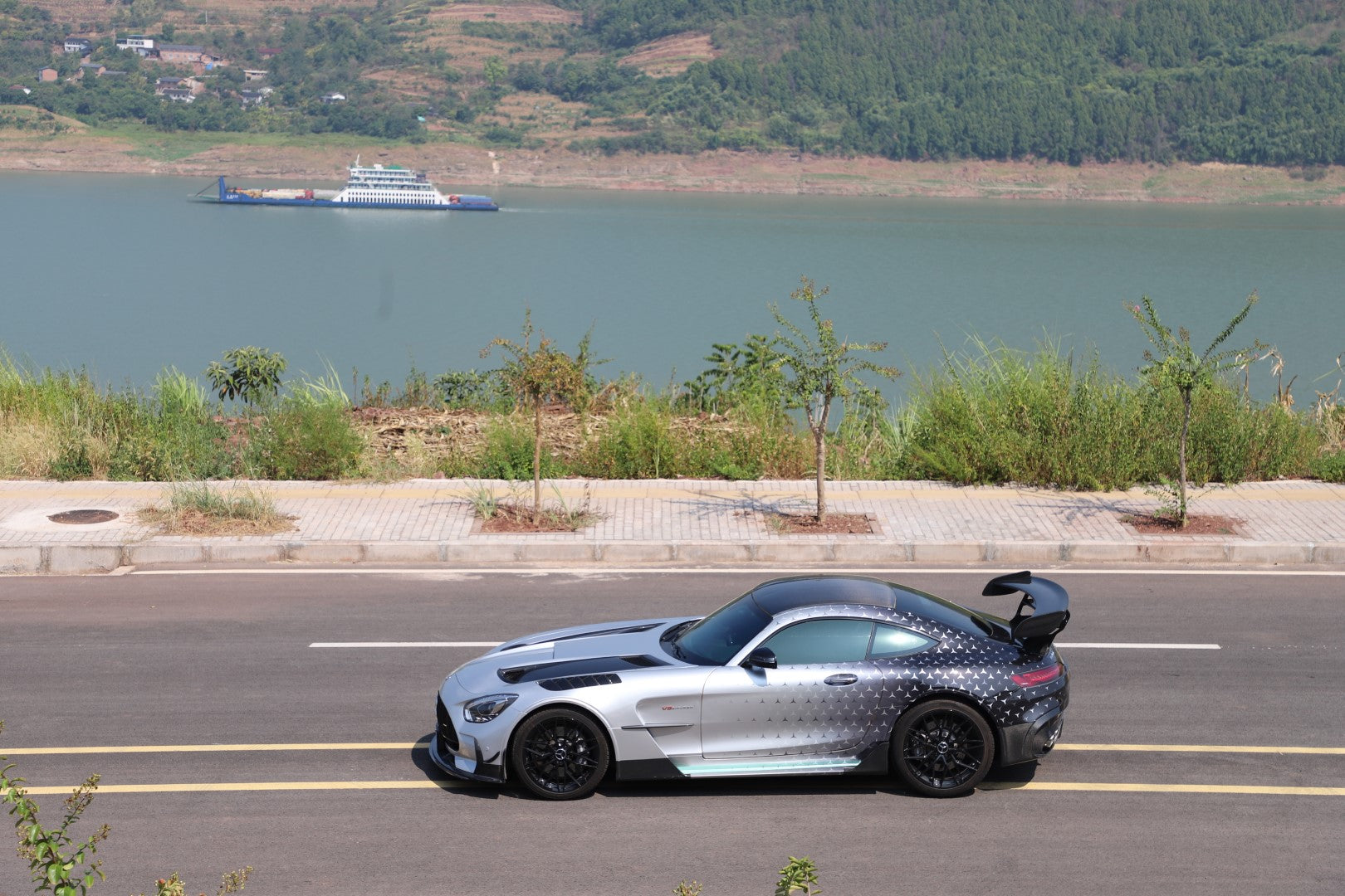 Mercedes Benz AMG GT GTS GTC C190 2015 2016 2017 2018 2019 2020 2021 with Aftermarket Parts - Black Series Conversion Style Rear Wing Dry Pre-preg Carbon Fiber from DuPont Tech