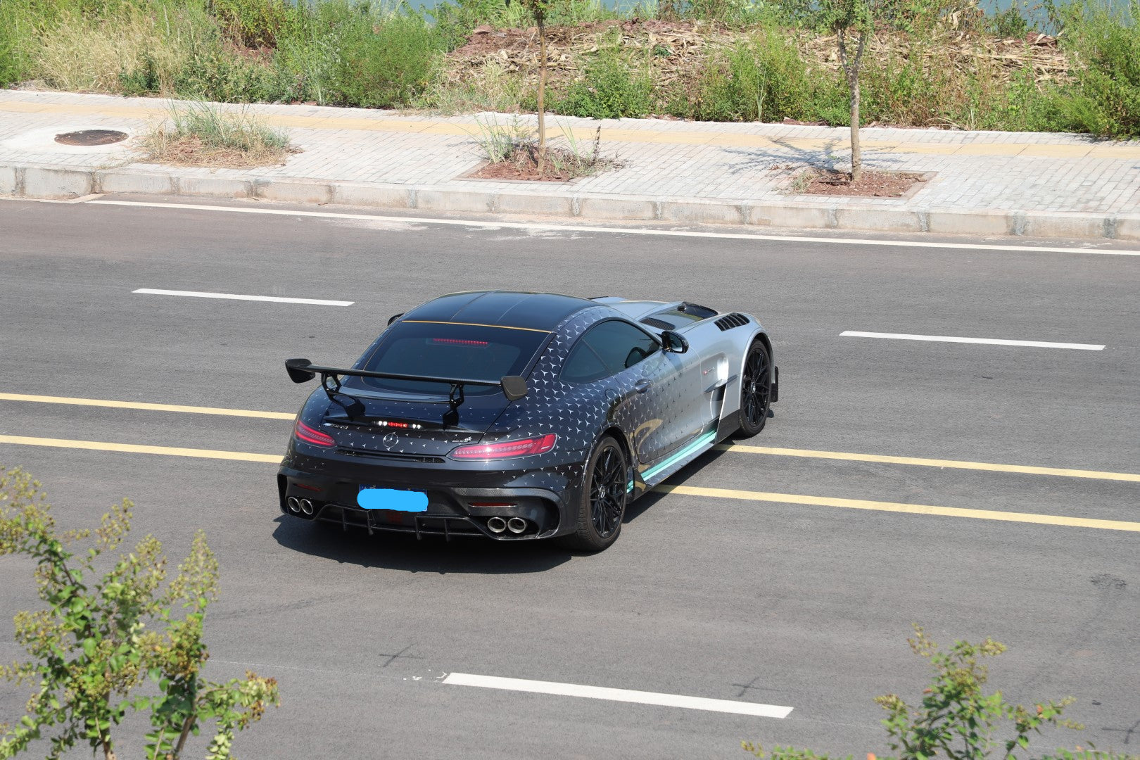 Mercedes Benz AMG GT GTS GTC C190 2015 2016 2017 2018 2019 2020 2021 with Aftermarket Parts - Black Series Conversion Style Rear Wing Dry Pre-preg Carbon Fiber from DuPont Tech