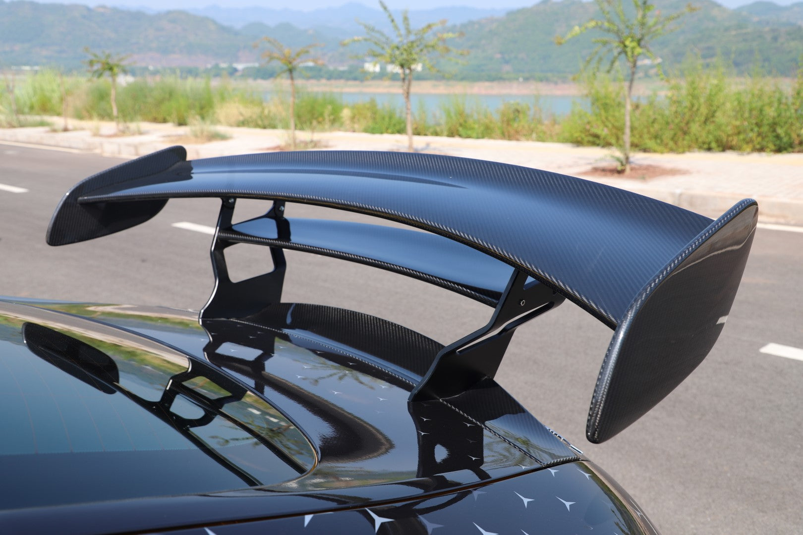 Mercedes Benz AMG GT GTS GTC C190 2015 2016 2017 2018 2019 2020 2021 with Aftermarket Parts - Black Series Conversion Style Rear Wing Dry Pre-preg Carbon Fiber from DuPont Tech