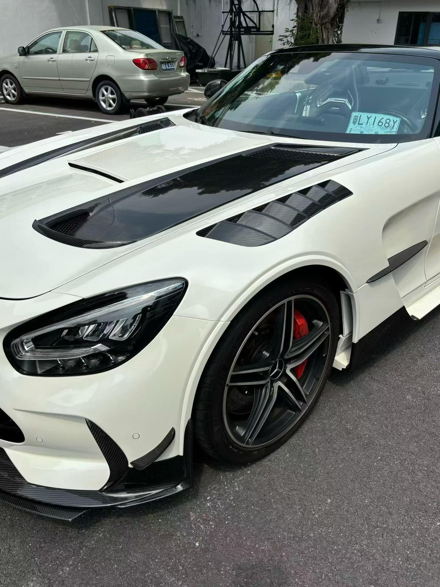 Mercedes Benz AMG GT GTS GTC GTR Pro C190 2016 2017 2018 2019 2020 2021 with Aftermarket Parts - Black Series Conversion Style Front Fenders Dry Pre-preg Carbon Fiber from DuPont Tech