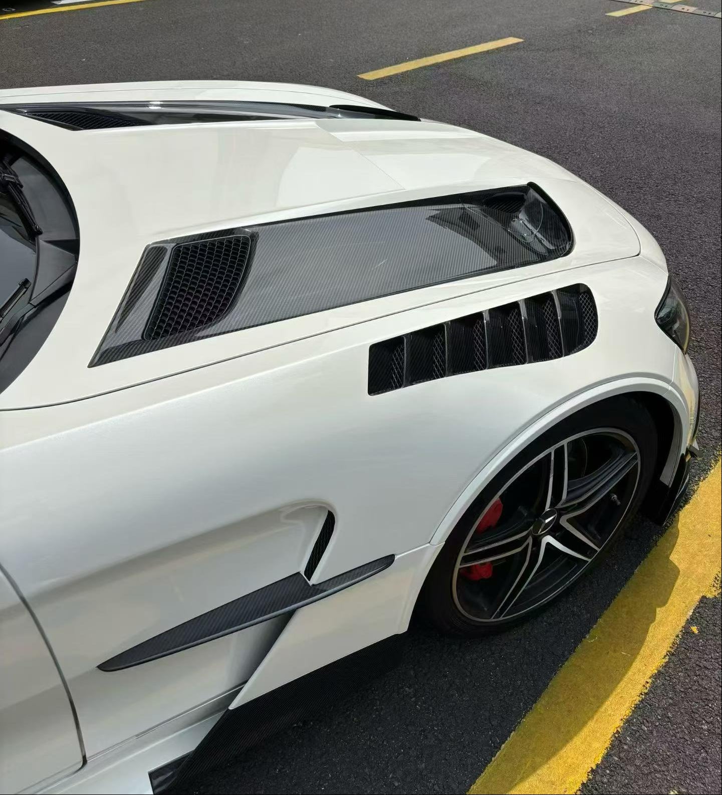 Mercedes Benz AMG GT GTS GTC GTR Pro C190 2016 2017 2018 2019 2020 2021 with Aftermarket Parts - Black Series Conversion Style Front Fenders Dry Pre-preg Carbon Fiber from DuPont Tech