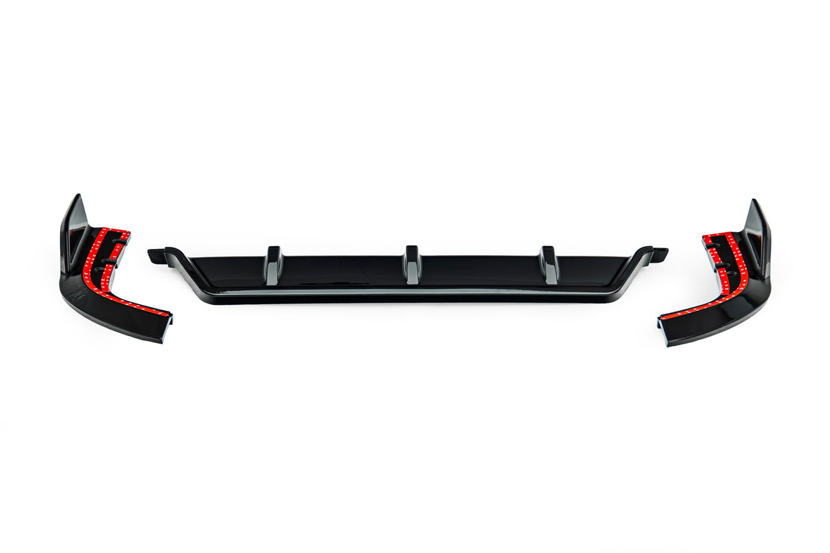 BMW X5 M50i s/x Drive 40i (With M-Package Bumper, does not fit base model) G05 Pre-LCI 2019 2020 2021 2022 2023 with Aftermarket Parts - Black Warrior Style Rear Diffuser &  Canards ABS from DuPont Tech