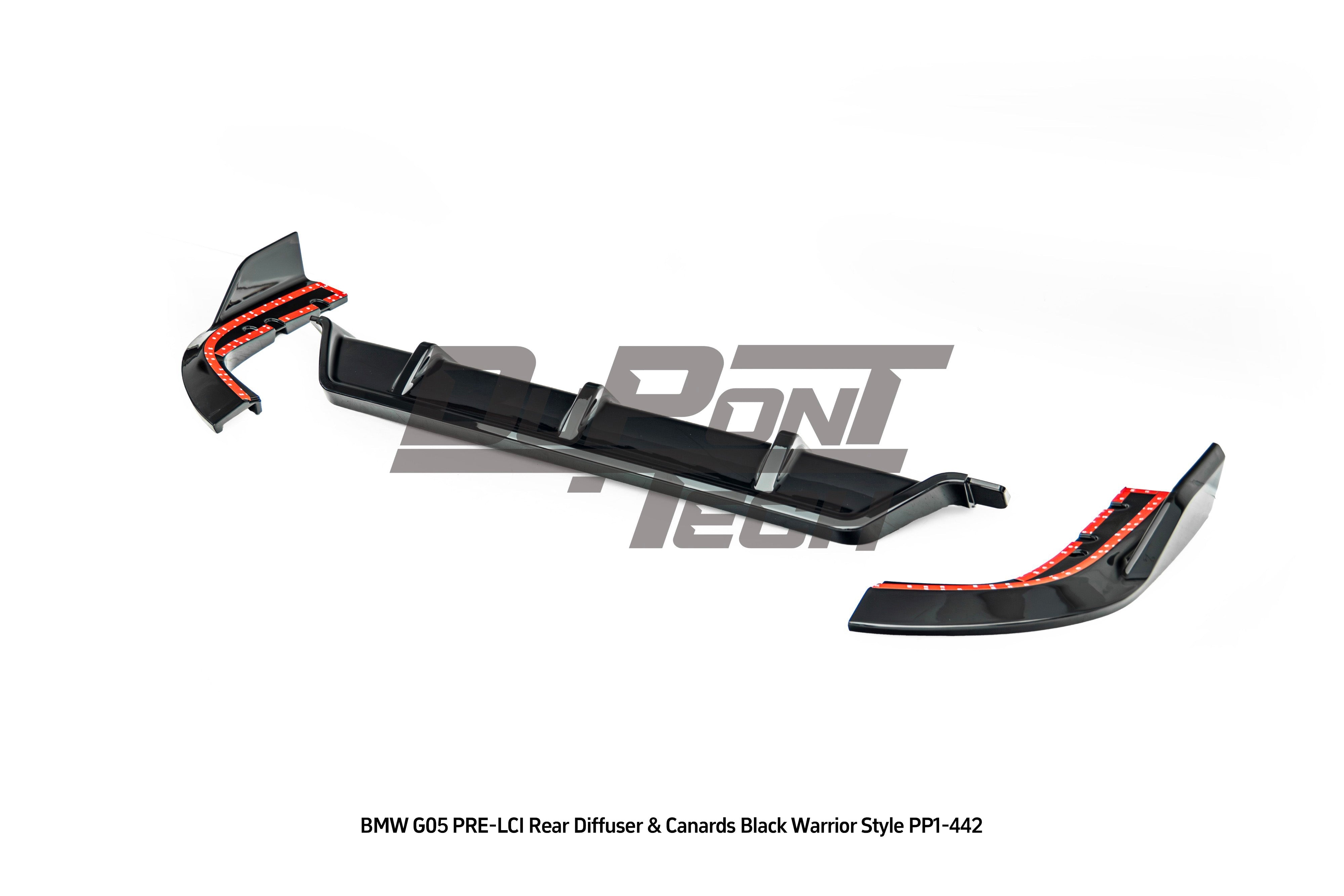BMW X5 M50i s/x Drive 40i (With M-Package Bumper, does not fit base model) G05 Pre-LCI 2019 2020 2021 2022 2023 with Aftermarket Parts - Black Warrior Style Rear Diffuser &amp; Canards ABS from DuPont Tech