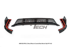 BMW X5 M50i s/x Drive 40i (With M-Package Bumper, does not fit base model) G05 Pre-LCI 2019 2020 2021 2022 2023 with Aftermarket Parts - Black Warrior Style Rear Diffuser &amp; Canards ABS from DuPont Tech