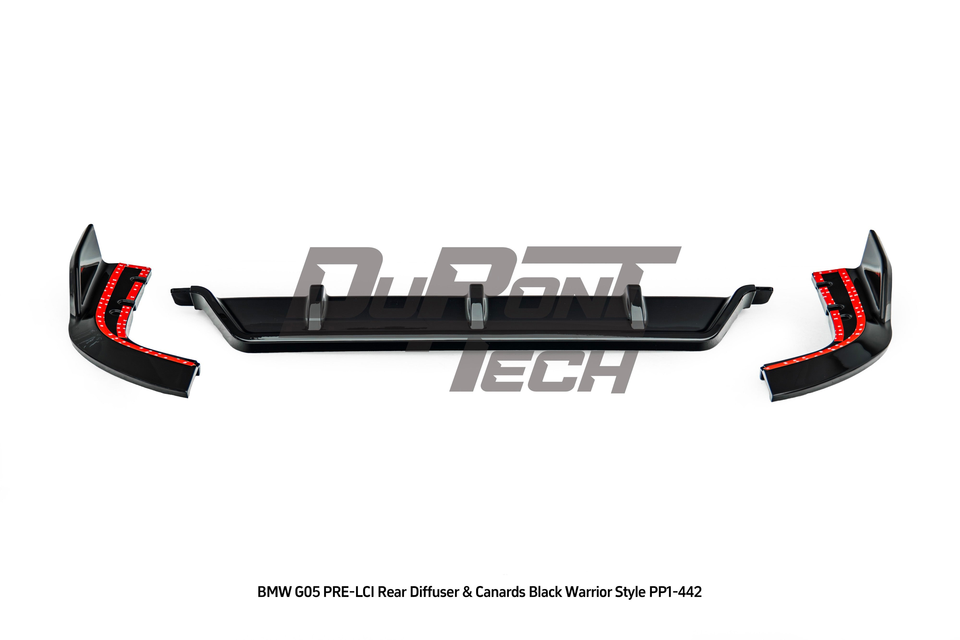 BMW X5 M50i s/x Drive 40i (With M-Package Bumper, does not fit base model) G05 Pre-LCI 2019 2020 2021 2022 2023 with Aftermarket Parts - Black Warrior Style Rear Diffuser &  Canards ABS from DuPont Tech