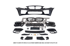 BMW 5 Series M550d 550i 535i 535d 530i 530d 528i 520i 525d 520d 518d F10 (Both Fits Pre-LCI & LCI) 2010 2012 2013 2014 2015 2016 2017 with Aftermarket Parts - G30 Body Style Front Bumper and Grill PP Polypropylene from DuPont Tech