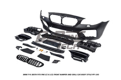 BMW 5 Series M550d 550i 535i 535d 530i 530d 528i 520i 525d 520d 518d F10 (Both Fits Pre-LCI & LCI) 2010 2012 2013 2014 2015 2016 2017 with Aftermarket Parts - G30 Body Style Front Bumper and Grill PP Polypropylene from DuPont Tech