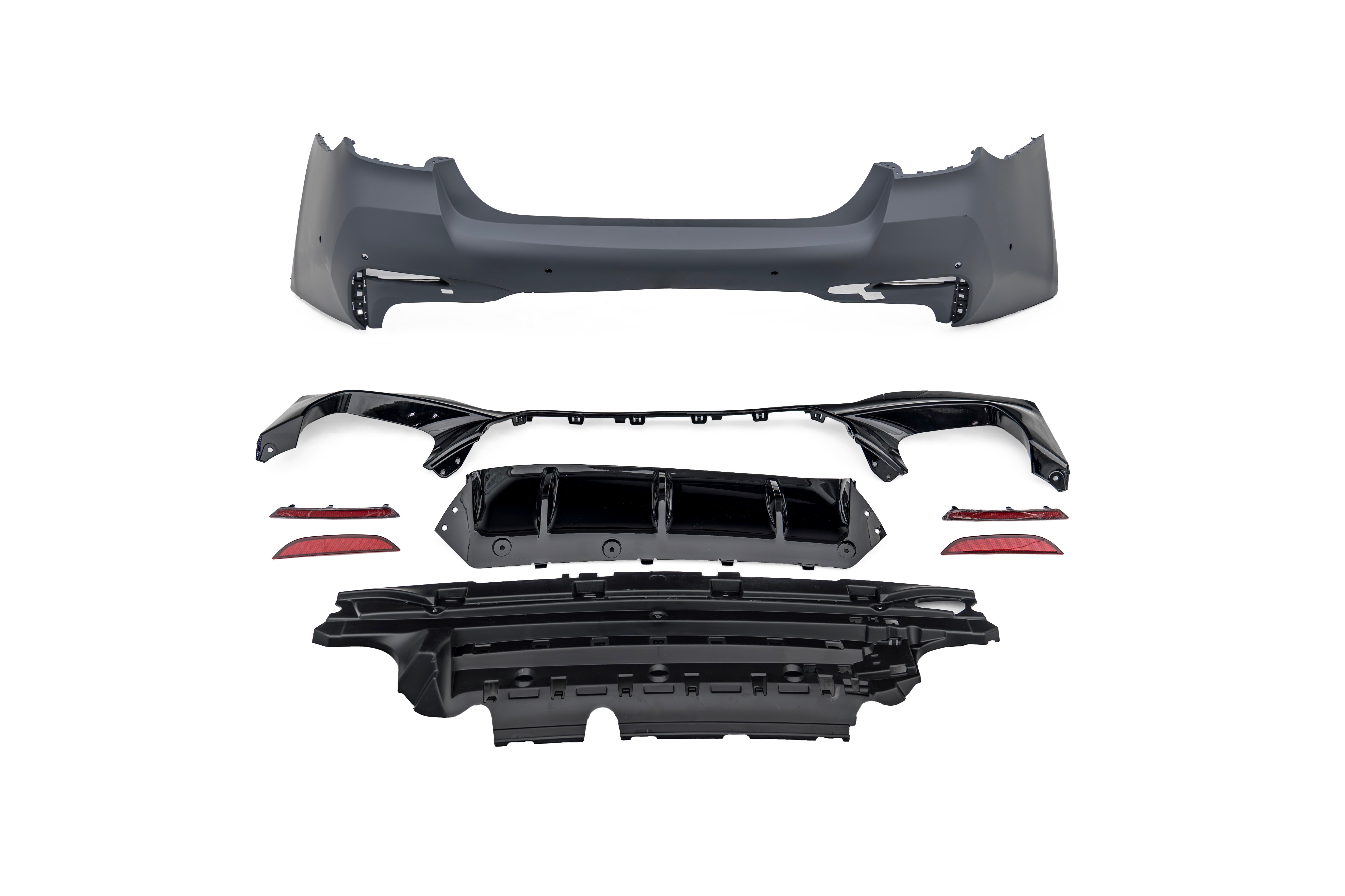 BMW 5 Series M550d 550i 535i 535d 530i 530d 528i 520i 525d 520d 518d F10 (Both Fits Pre-LCI &  LCI) 2010 2011 2012 2013 2014 2015 2016 2017 with Aftermarket Parts - G30 Body Style Rear Bumper PP Polypropylene from DuPont Tech