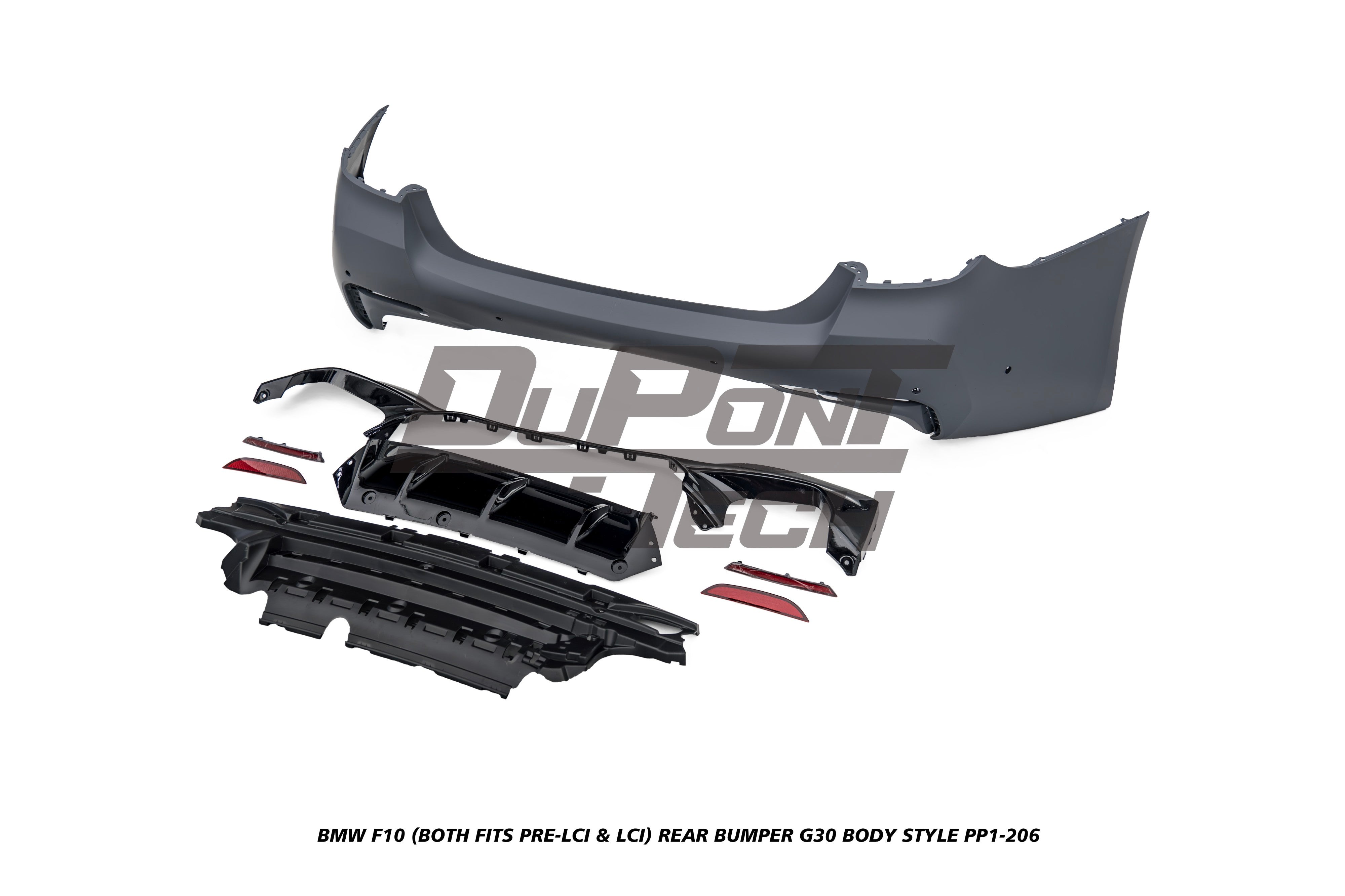 BMW 5 Series M550d 550i 535i 535d 530i 530d 528i 520i 525d 520d 518d F10 (Both Fits Pre-LCI &  LCI) 2010 2011 2012 2013 2014 2015 2016 2017 with Aftermarket Parts - G30 Body Style Rear Bumper PP Polypropylene from DuPont Tech