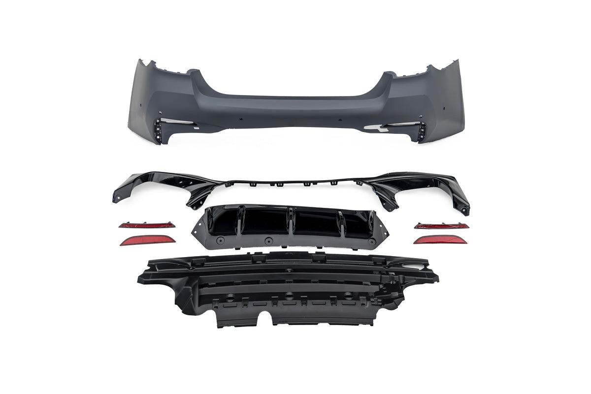 BMW 5 Series M550d 550i 535i 535d 530i 530d 528i 520i 525d 520d 518d F10 (Both Fits Pre-LCI &  LCI) 2010 2011 2012 2013 2014 2015 2016 2017 with Aftermarket Parts - G30 Body Style Rear Bumper PP Polypropylene from DuPont Tech