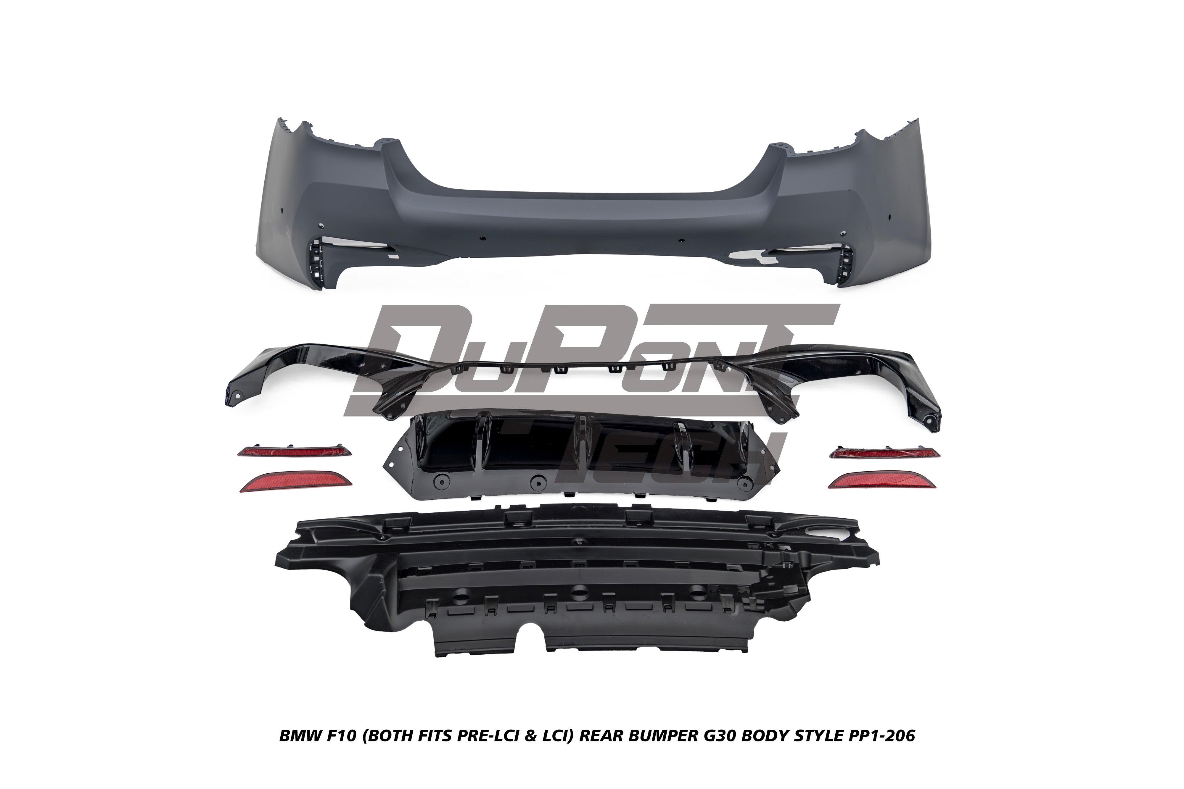 BMW 5 Series M550d 550i 535i 535d 530i 530d 528i 520i 525d 520d 518d F10 (Both Fits Pre-LCI &  LCI) 2010 2011 2012 2013 2014 2015 2016 2017 with Aftermarket Parts - G30 Body Style Rear Bumper PP Polypropylene from DuPont Tech