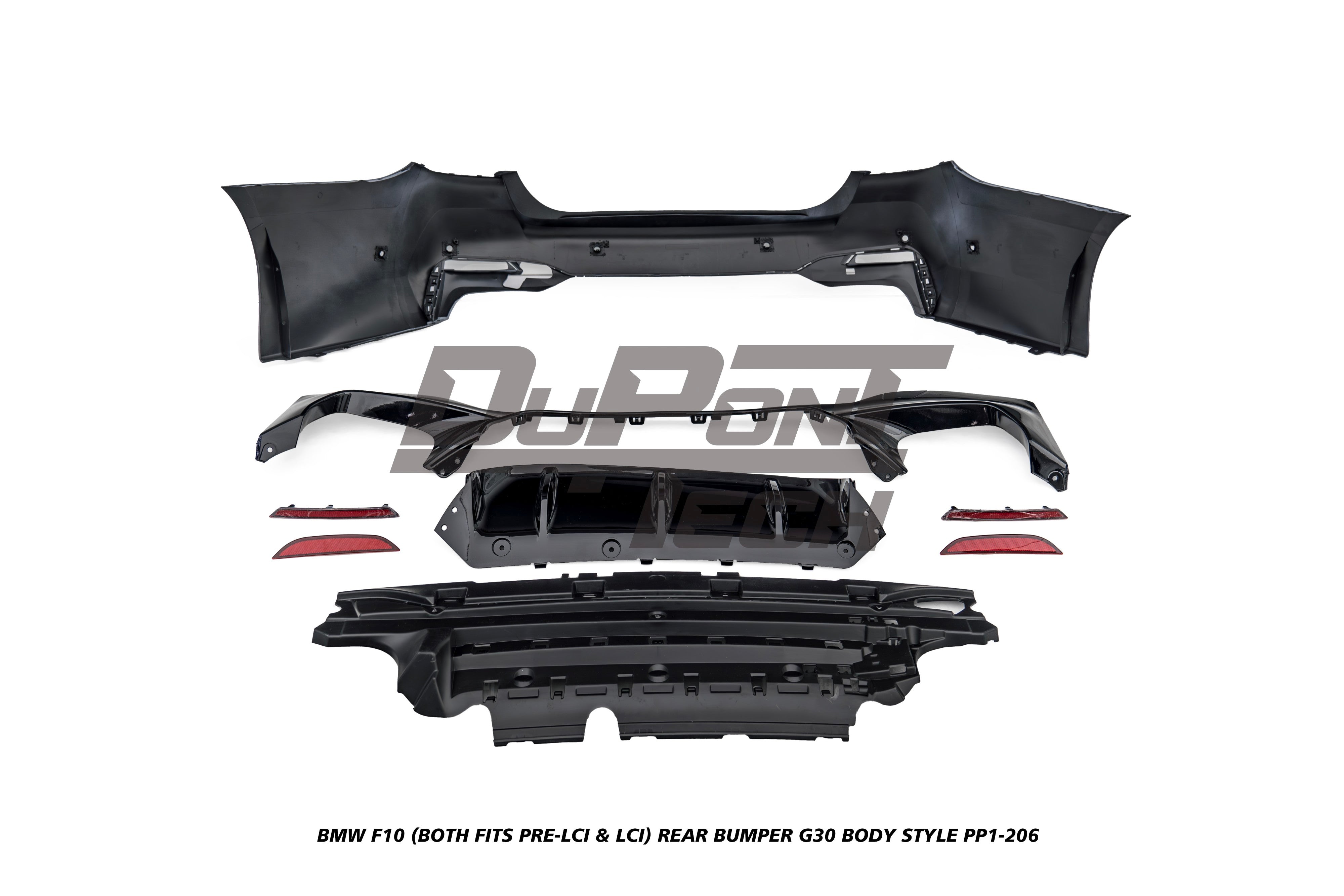 BMW 5 Series M550d 550i 535i 535d 530i 530d 528i 520i 525d 520d 518d F10 (Both Fits Pre-LCI &  LCI) 2010 2011 2012 2013 2014 2015 2016 2017 with Aftermarket Parts - G30 Body Style Rear Bumper PP Polypropylene from DuPont Tech