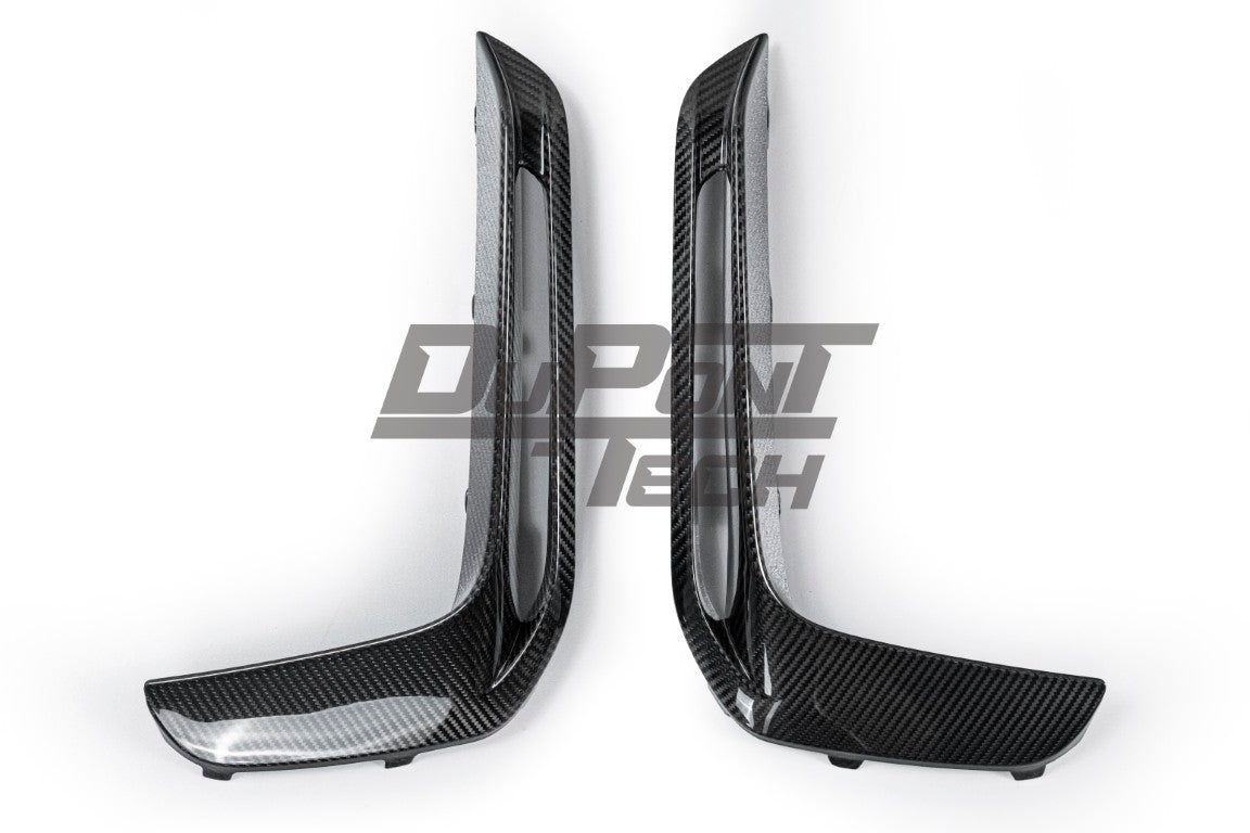 Porsche 987.1 987.2 Cayman & Boxster (all models, including Base / S / R) 2005 2006 2007 2008 2009 2010 2011 2012 & 981 Cayman & Boxster (all models, including Base / S / GTS / GT4 / Spyder) 2012 2013 2014 2015 2016 & 718 982 Cayman & Boxster (Base / T / S / GTS / GT4 / Spyder) 2017-ON (designed to be installed on DuPont Tech GT4RS conversion front bumper ONLY) with Aftermarket Parts - GT4RS Style Upper Valances Dry Pre-preg Carbon Fiber from Dupont Tech
