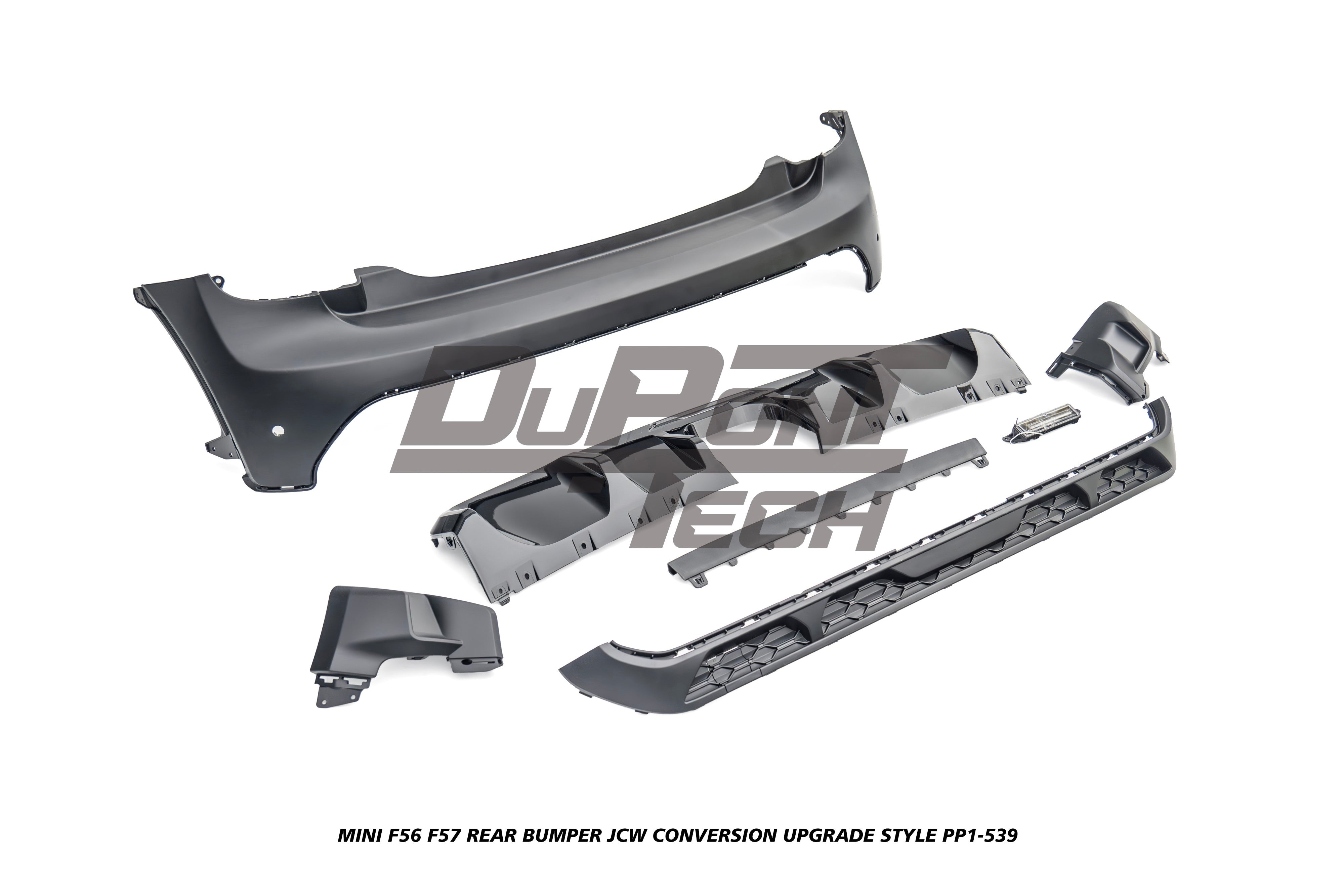 MINI Cooper JCW (John Cooper Works) S Base F56 F57 Pre-LCI 2014 2015 2016 2017 2018 with Aftermarket Parts - JCW Conversion Upgrade Style Rear Bumper PP Polypropylene from DuPont Tech