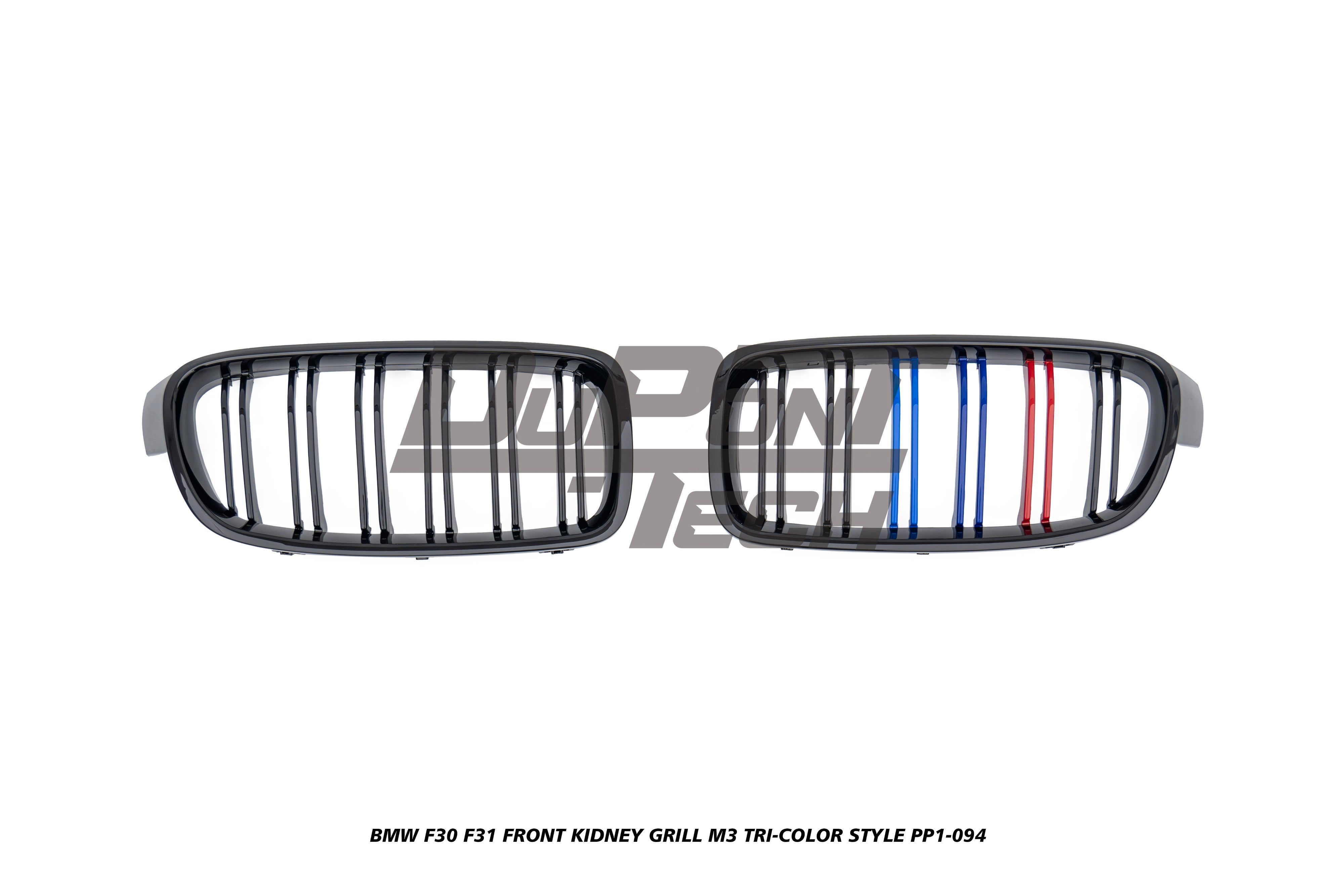 BMW 3 Series F30 F31 320/328/330/340/M340 2013 2014 2015 2016 2017 2018 2019 2020 with Aftermarket Parts - M3 Tri-color Style Front Kidney Grill ABS from DuPont Tech