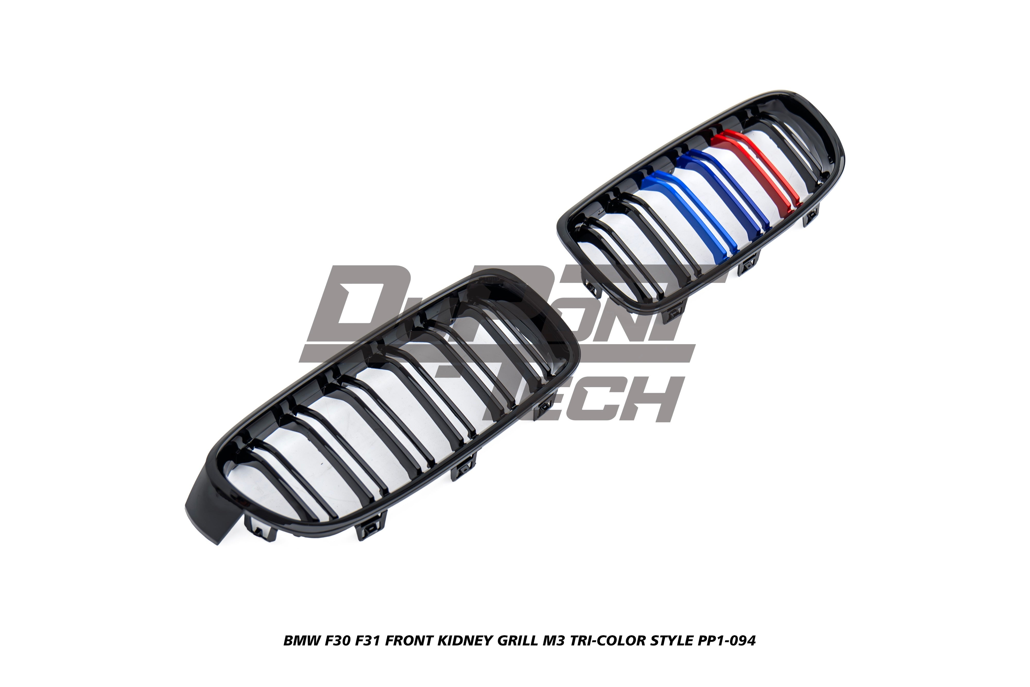 BMW 3 Series F30 F31 320/328/330/340/M340 2013 2014 2015 2016 2017 2018 2019 2020 with Aftermarket Parts - M3 Tri-color Style Front Kidney Grill ABS from DuPont Tech