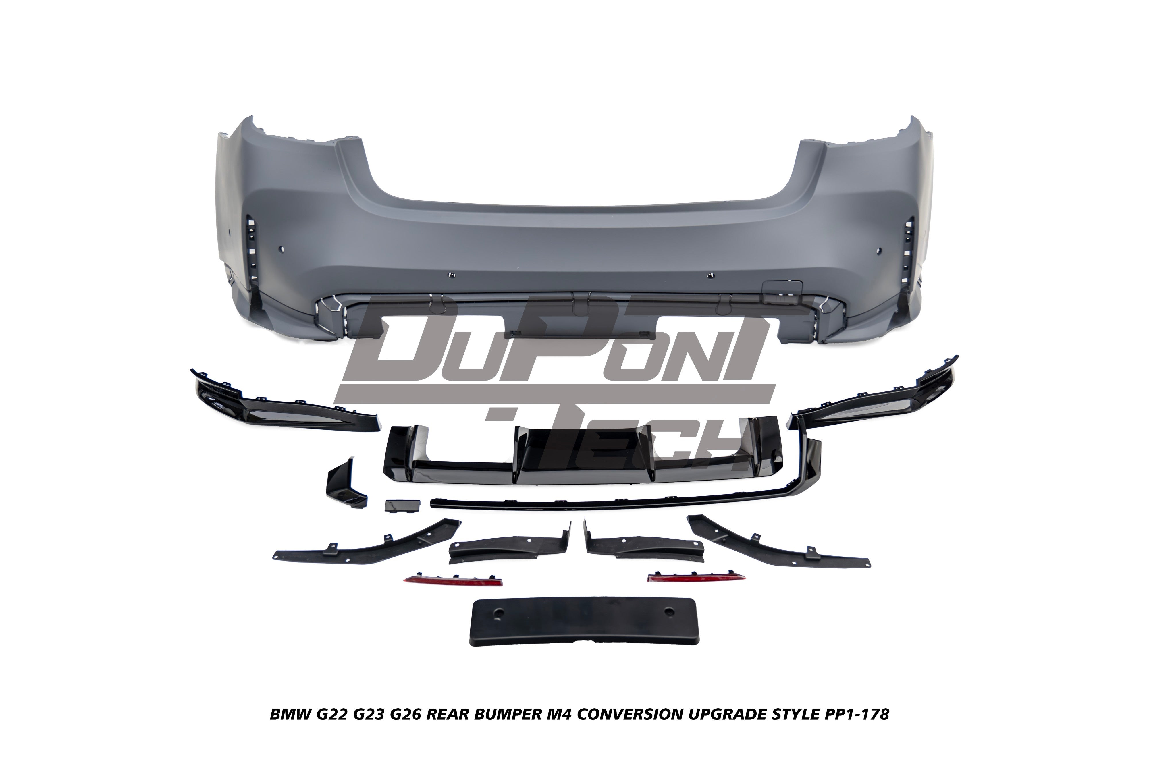 BMW 4 Series M440i 430i G22 G23 G26 2020-ON with Aftermarket Parts - M4 Conversion Upgrade Style Rear Bumper PP Polypropylene from DuPont Tech