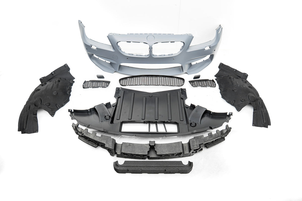 BMW 6 Series 650i 640i 640d F06 F12 F13 (Both Fits Pre-LCI & LCI) 2011 2012 2013 2014 2015 2016 2017 2018 with Aftermarket Parts - M6 Conversion Upgrade Style Front Bumper PP Polypropylene from DuPont Tech