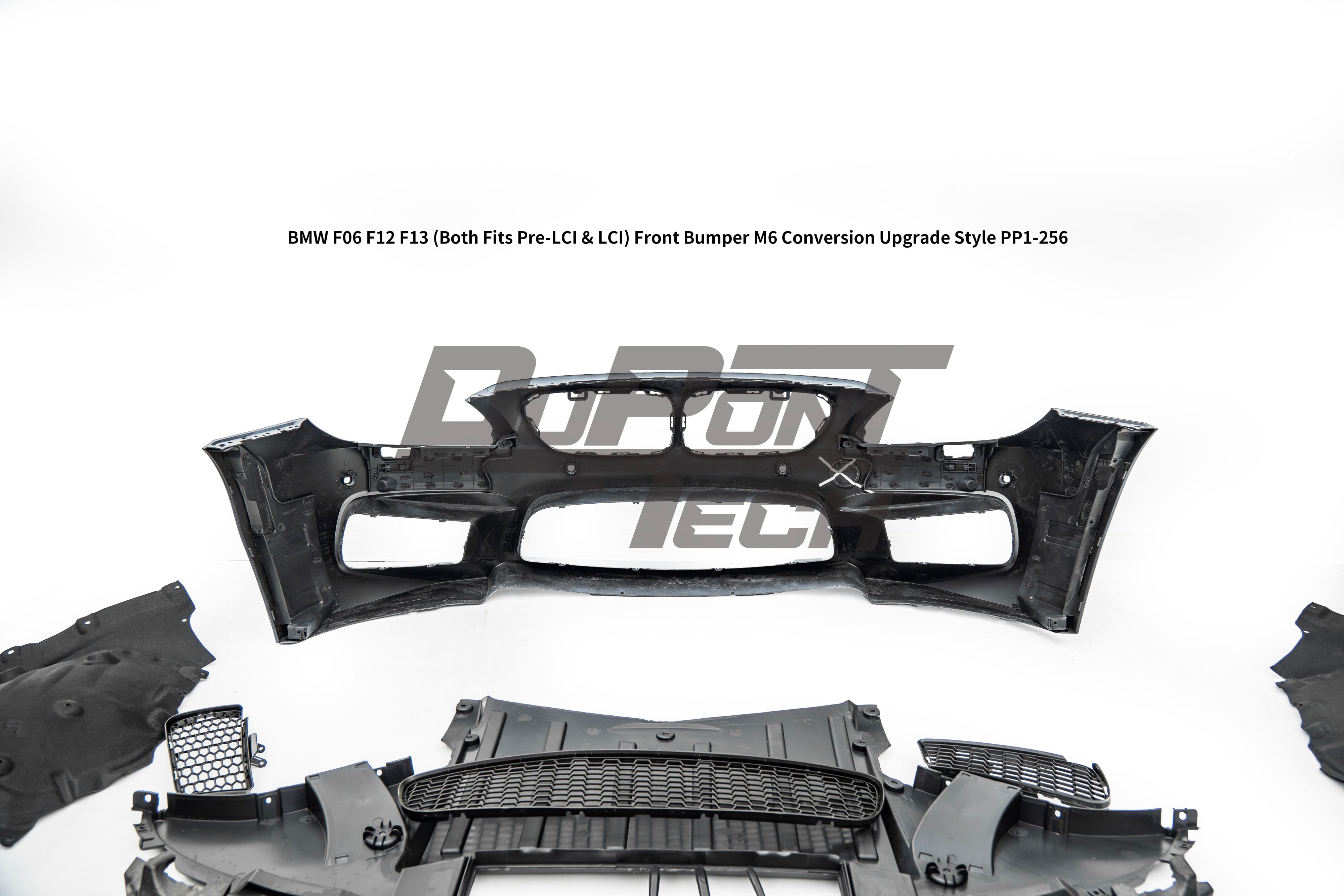BMW 6 Series 650i 640i 640d F06 F12 F13 (Both Fits Pre-LCI & LCI) 2011 2012 2013 2014 2015 2016 2017 2018 with Aftermarket Parts - M6 Conversion Upgrade Style Front Bumper PP Polypropylene from DuPont Tech
