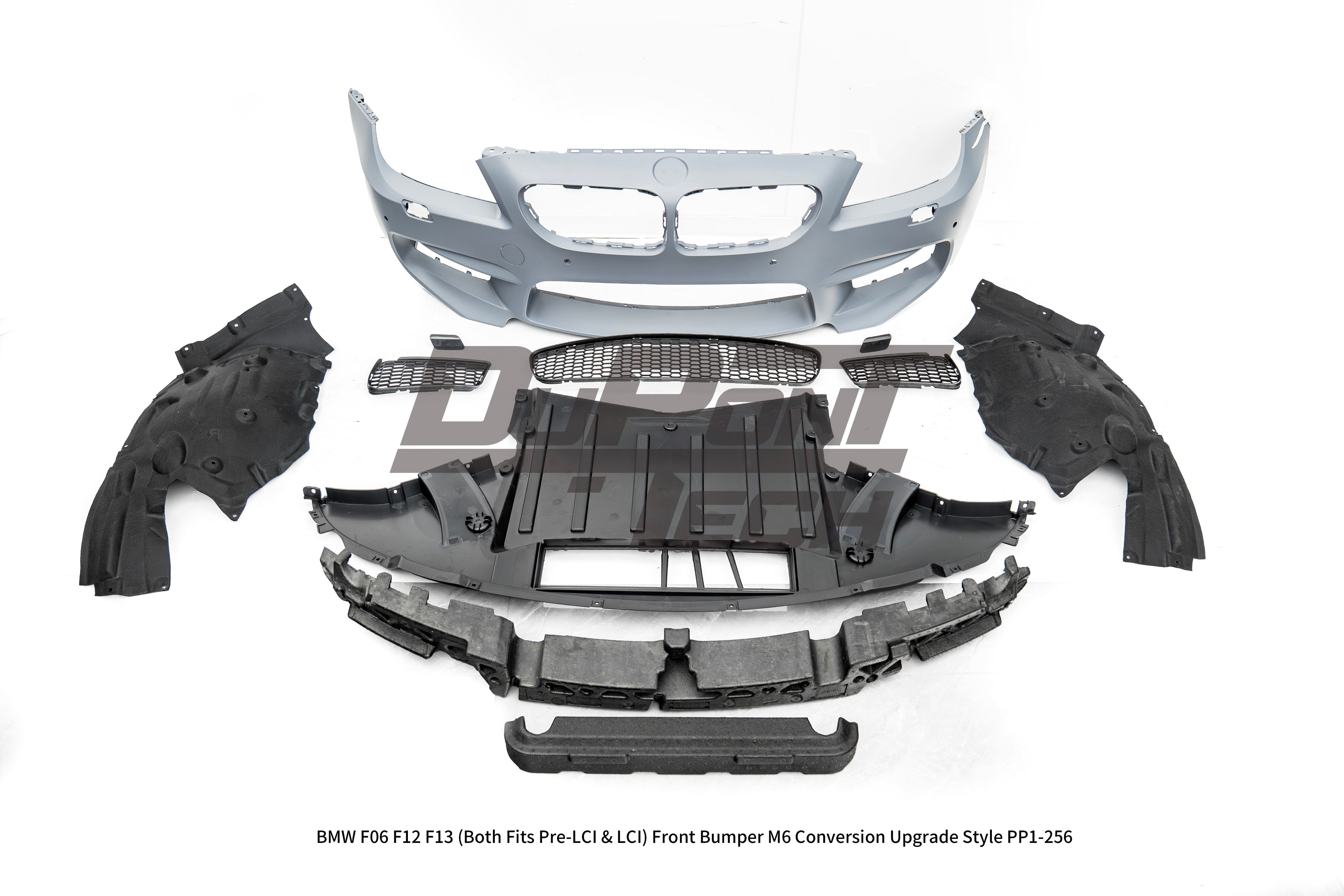 BMW 6 Series 650i 640i 640d F06 F12 F13 (Both Fits Pre-LCI & LCI) 2011 2012 2013 2014 2015 2016 2017 2018 with Aftermarket Parts - M6 Conversion Upgrade Style Front Bumper PP Polypropylene from DuPont Tech