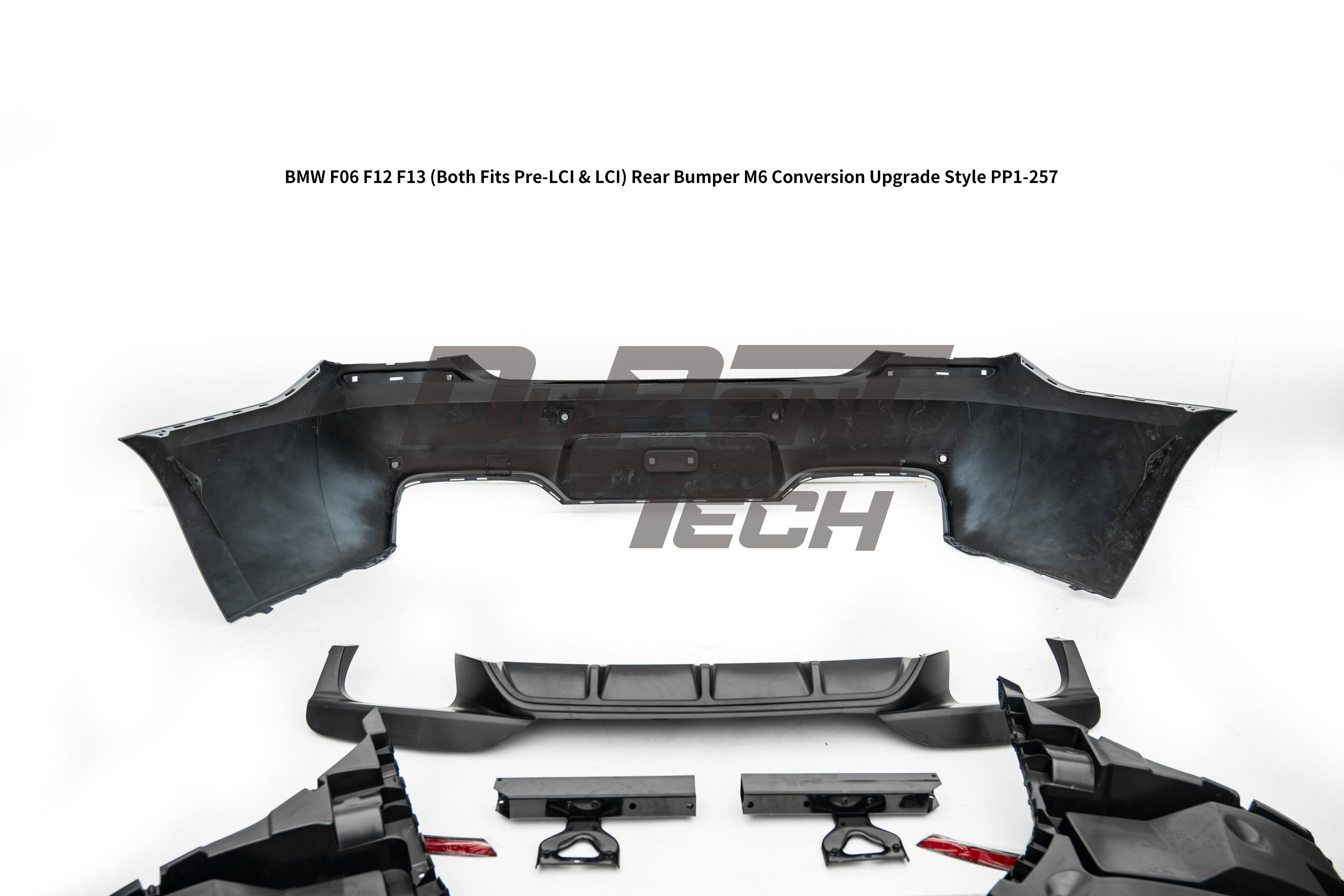 BMW 6 Series 650i 640i 640d F06 F12 F13 (Both Fits Pre-LCI & LCI) 2011 2012 2013 2014 2015 2016 2017 2018 with Aftermarket Parts - M6 Conversion Upgrade Style Rear Bumper PP Polypropylene from DuPont Tech