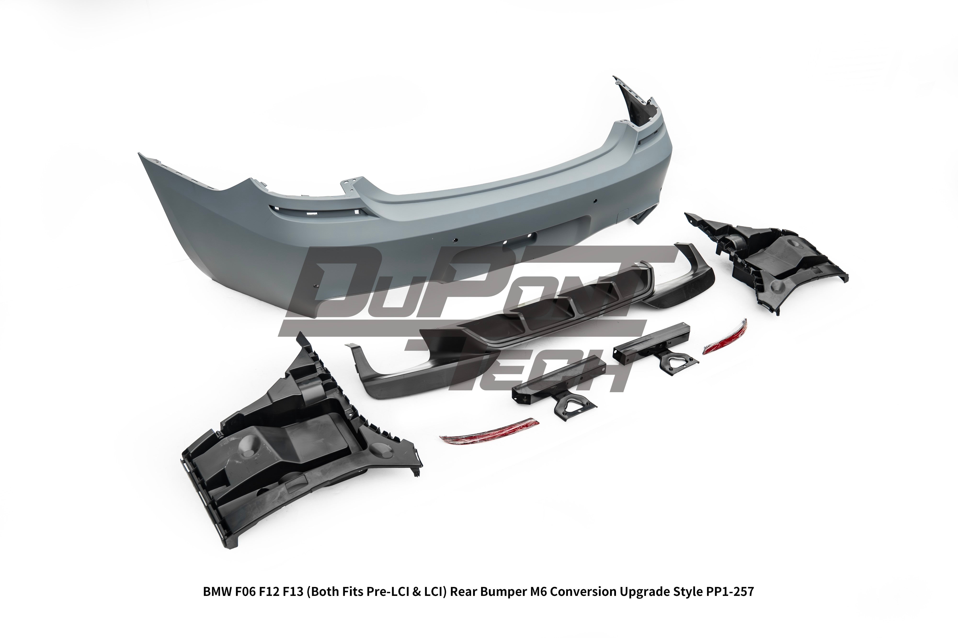 BMW 6 Series 650i 640i 640d F06 F12 F13 (Both Fits Pre-LCI & LCI) 2011 2012 2013 2014 2015 2016 2017 2018 with Aftermarket Parts - M6 Conversion Upgrade Style Rear Bumper PP Polypropylene from DuPont Tech
