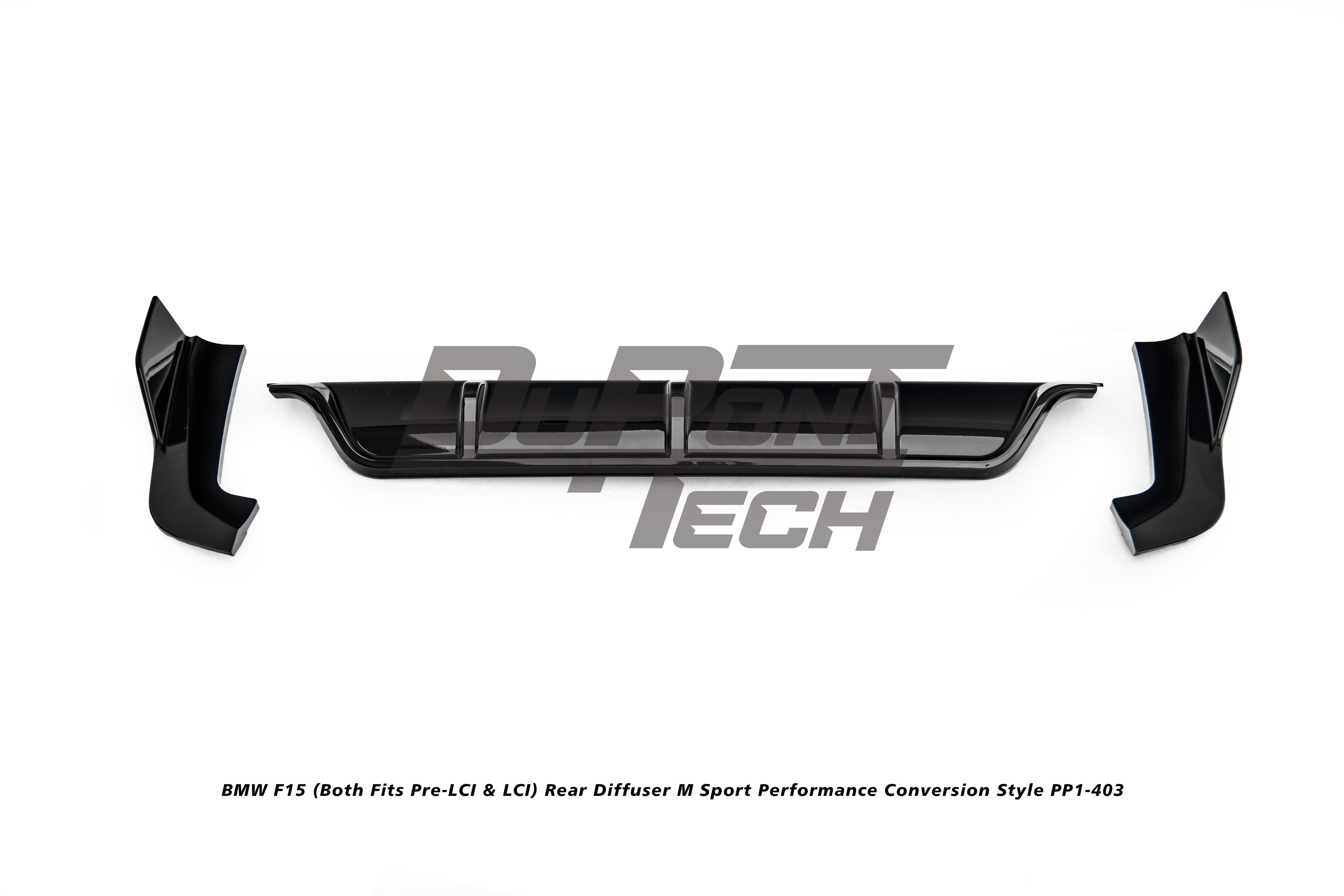 BMW X5 M50d xDrive50i (With M-Package Bumper, does not fit base model) F15 (Both Fits Pre-LCI &  LCI) 2014 2015 2016 2017 2018 with Aftermarket Parts - M Sport Performance Conversion Style Rear Diffuser ABS from DuPont Tech