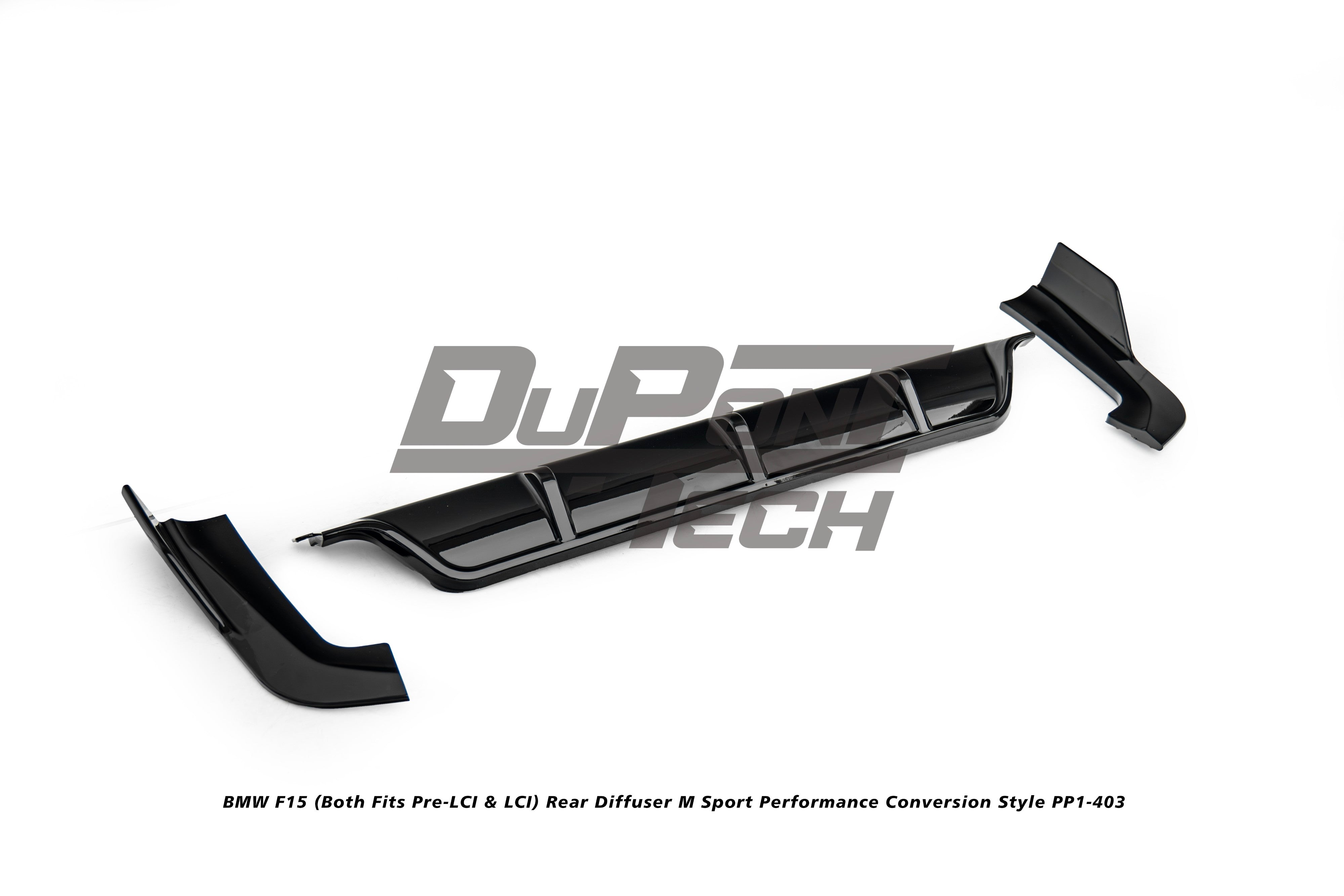BMW X5 M50d xDrive50i (With M-Package Bumper, does not fit base model) F15 (Both Fits Pre-LCI &  LCI) 2014 2015 2016 2017 2018 with Aftermarket Parts - M Sport Performance Conversion Style Rear Diffuser ABS from DuPont Tech