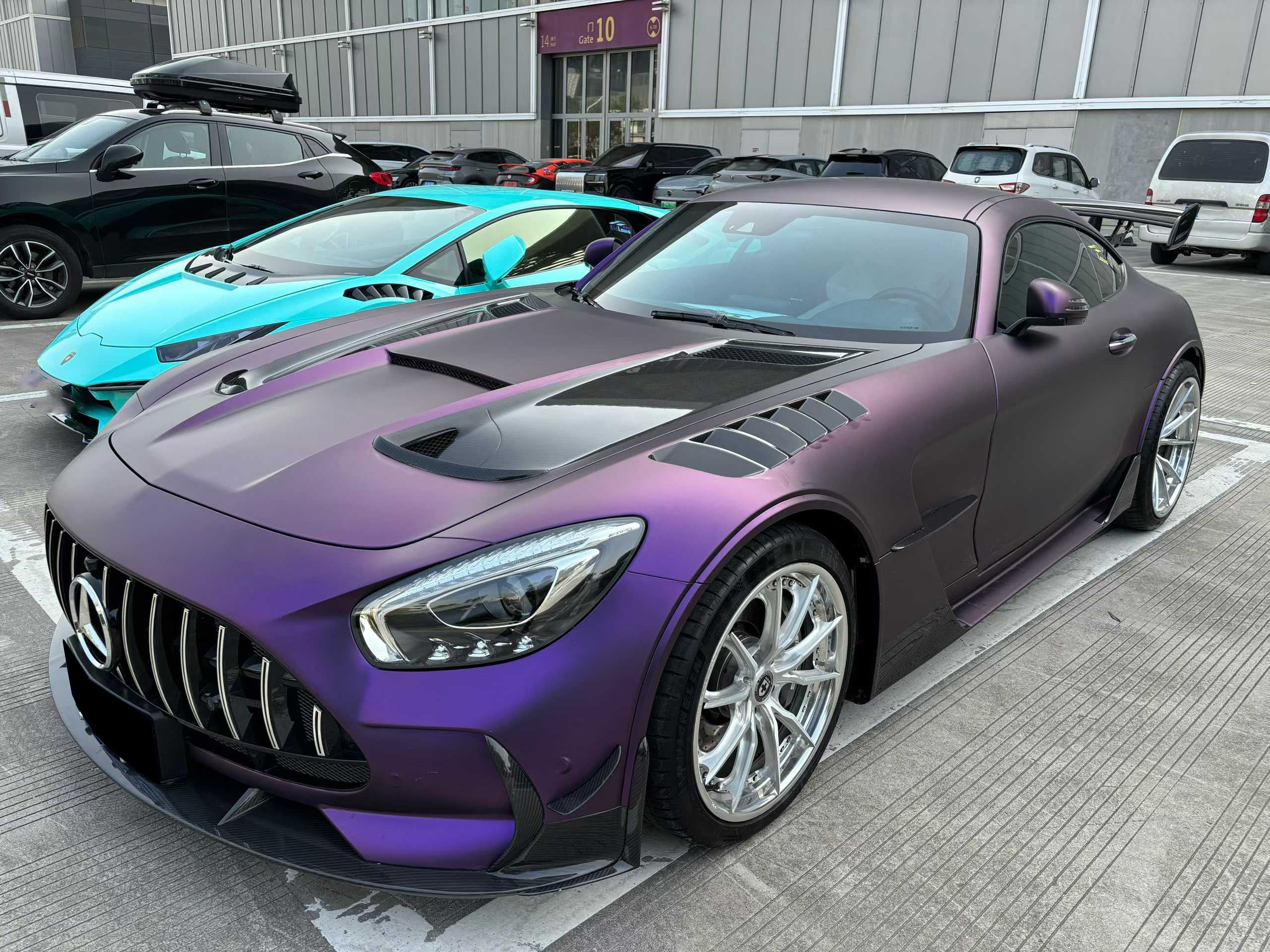 Mercedes Benz AMG GT GTS GTC GTR Pro C190 2016 2017 2018 2019 2020 2021 with Aftermarket Parts - Black Series Conversion Style Hood PP Polypropylene / Dry Pre-preg Carbon Fiber from DuPont Tech