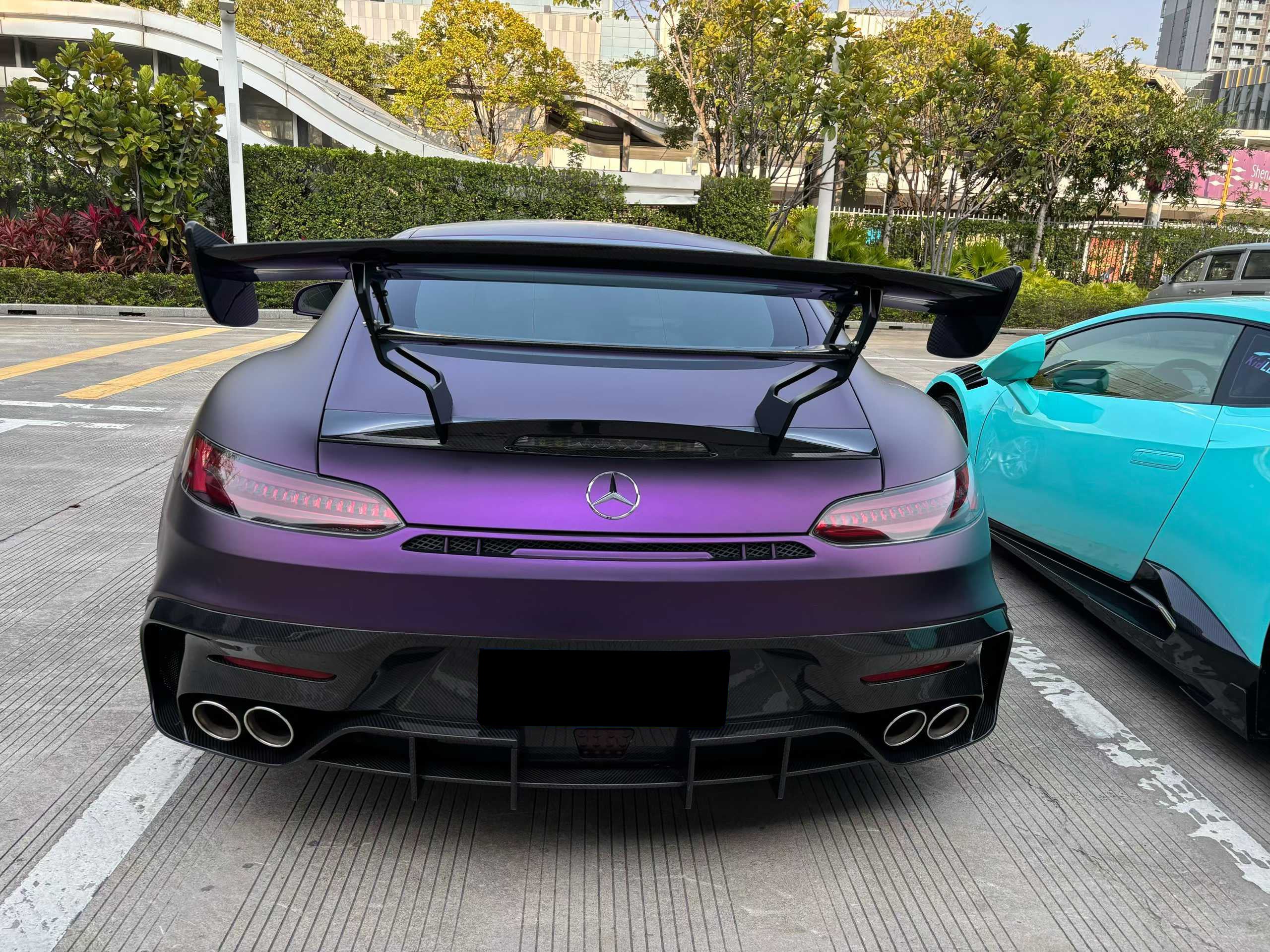 Mercedes Benz AMG GT/GTS/GTC C190 (fits both Pre-facelift & Facelift) 2016 2017 2018 2019 2020 2021 with Aftermarket Parts - Black Series Style Rear Wing Pre-preg Carbon Fiber from Aero Republic