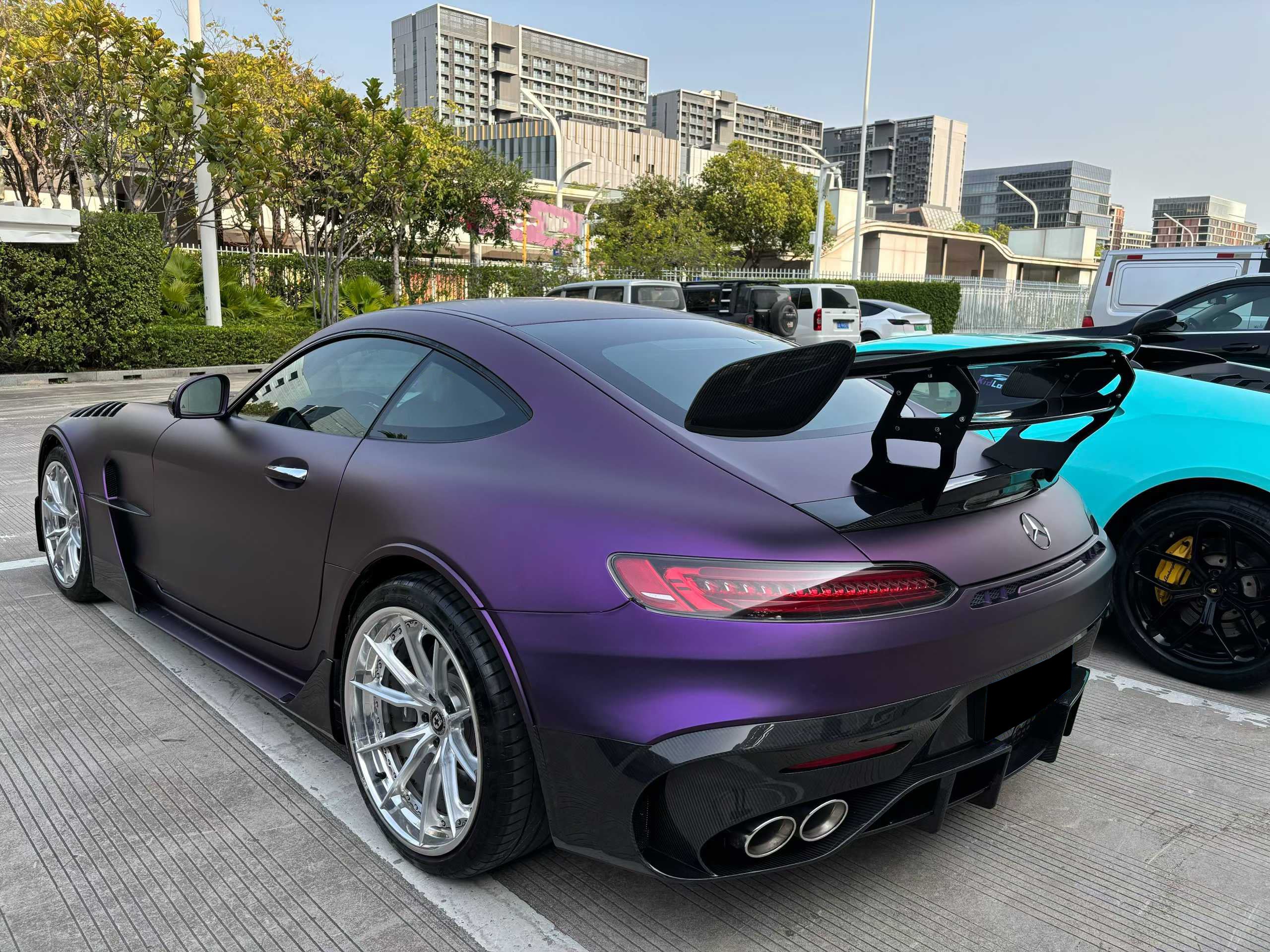 Mercedes Benz AMG GT GTS C190 2016 2017 2018 2019 2020 2021 with Aftermarket Parts - Black Series Conversion Style Side Skirts PP Polypropylene from DuPont Tech