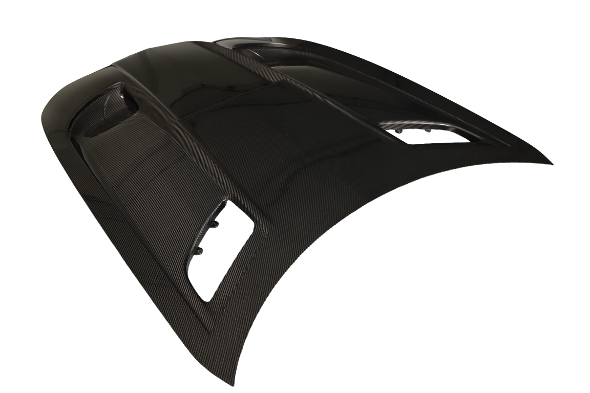 Mercedes Benz AMG GT GTS GTC GTR Pro C190 2016 2017 2018 2019 2020 2021 with Aftermarket Parts - Black Series Conversion Style Hood PP Polypropylene / Dry Pre-preg Carbon Fiber from DuPont Tech