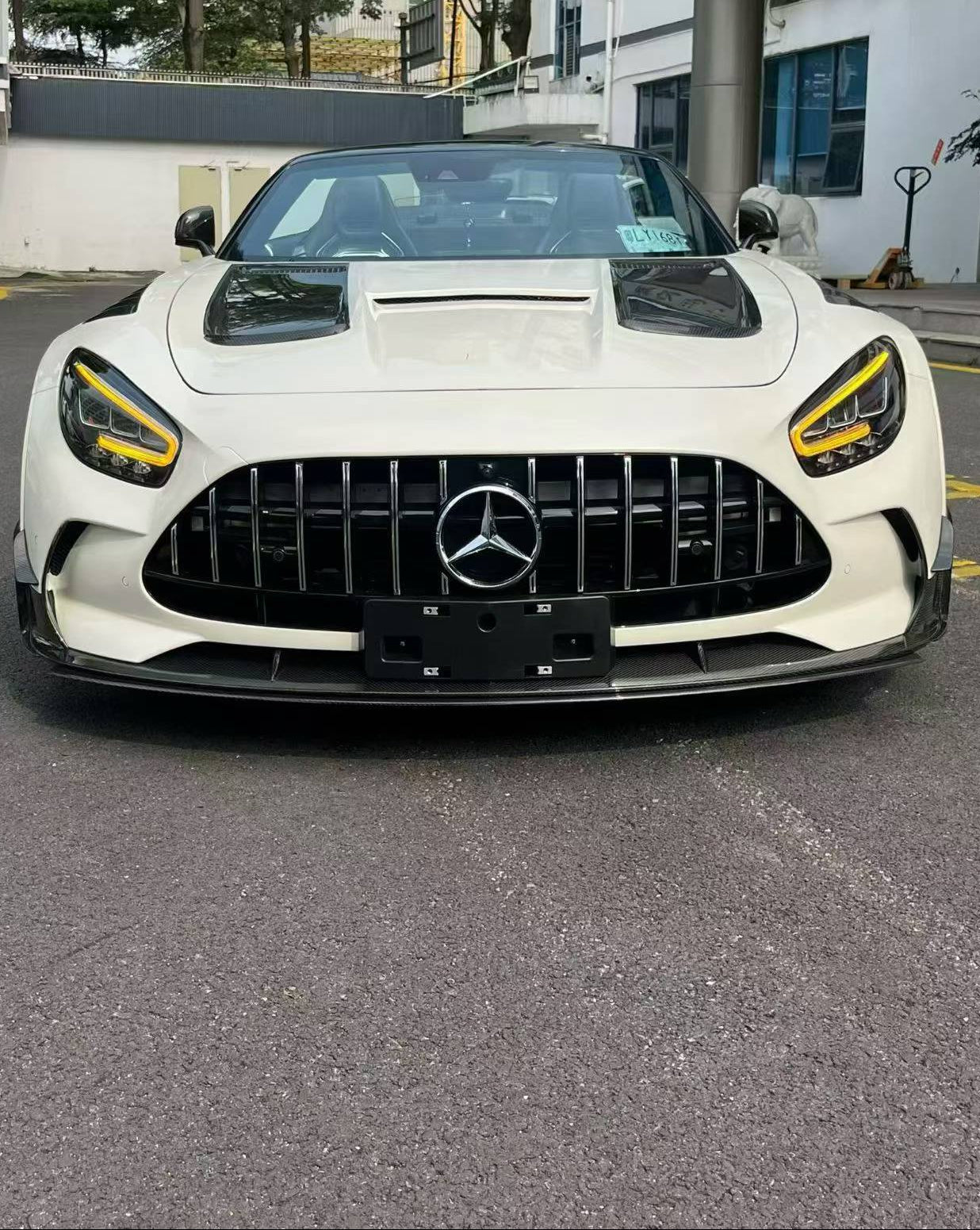 Mercedes Benz AMG GT GTS GTC GTR Pro C190 2016 2017 2018 2019 2020 2021 with Aftermarket Parts - Front Bumper & Lip PP Polypropylene / Dry Pre-preg Carbon Fiber from DuPont Tech