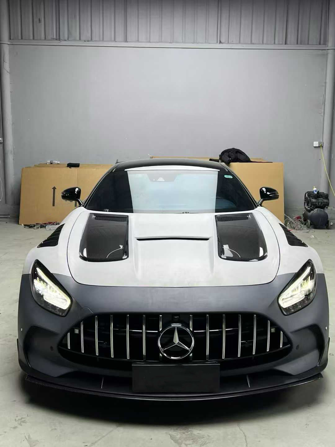 Mercedes Benz AMG GT GTS GTC GTR Pro C190 2016 2017 2018 2019 2020 2021 with Aftermarket Parts - Front Bumper & Lip PP Polypropylene / Dry Pre-preg Carbon Fiber from DuPont Tech