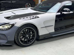 Mercedes Benz AMG GT GTS GTC GTR Pro C190 2016 2017 2018 2019 2020 2021 with Aftermarket Parts - Black Series Conversion Style Hood PP Polypropylene / Dry Pre-preg Carbon Fiber from DuPont Tech