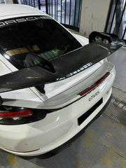Porsche 981 Cayman (Base / S / GTS) 2012 2013 2014 2015 2016 & 718 982 Cayman (Base / T / S / GTS) 2017-ON with Aftermarket Parts - GT4RS Style Rear Wing Dry Pre-preg Carbon Fiber from Dupont Tech