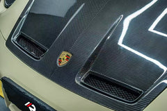 Porsche 911 992.1 Carerra Base/S/T/4/4S/Targa 4/Targa 4S/GTS/GT3/Turbo/Turbo S/ST 2020 2021 2022 2023 2024 & 911 992.2 Carerra Base/S/T/4/4S/Targa 4/Targa 4S/GTS/GT3/Turbo/Turbo S 2025-ON with Aftermarket Parts - GT3 Style Hood Dry Pre-preg Carbon Fiber from Dupont Tech