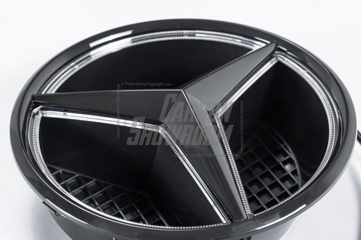 Mercedes Benz E-Class E53 AMG E450 A238 C238 Pre-Facelift 2018 2019 2020 with Aftermarket Parts - V1 Blacked Out Mercedes Benz Light Up Emblem Illuminated Star Light ABS from DuPont Tech
