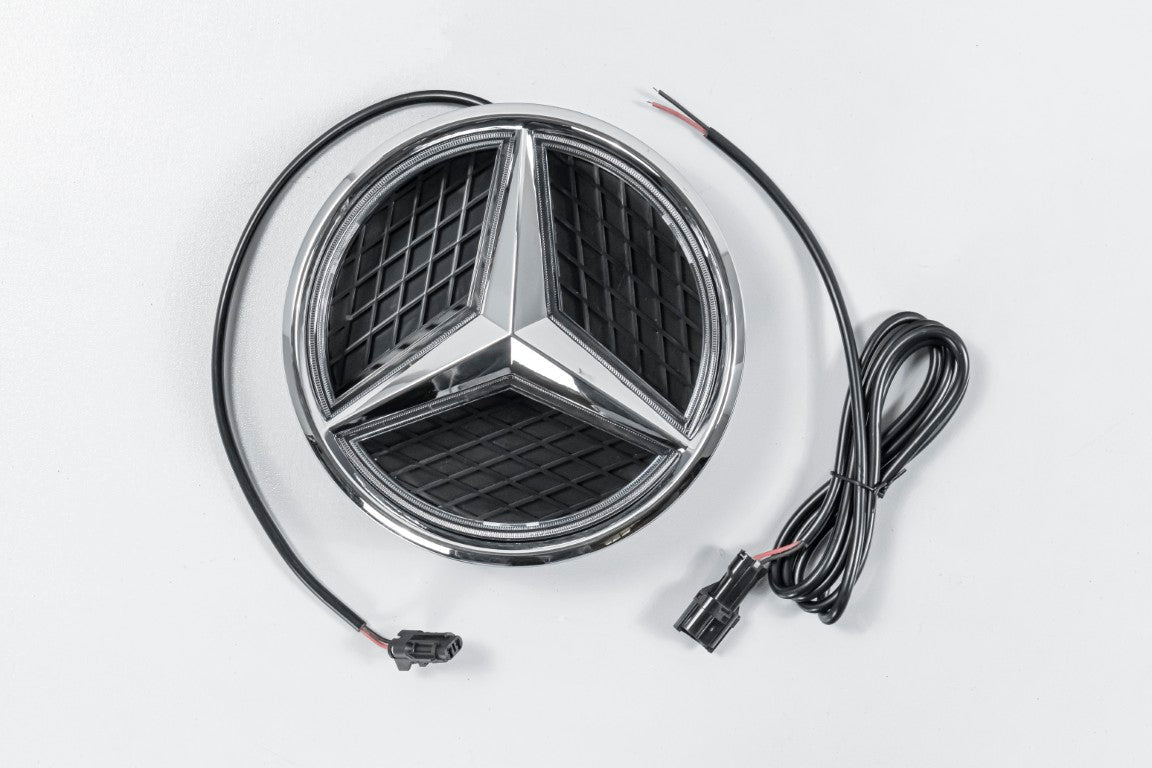 Mercedes Benz E-Class E63 E63S AMG E550 E400 E350 W212 Facelift 2014 2015 2016 with Aftermarket Parts - V1 Silver Chrome Mercedes Benz Light Up Emblem Illuminated Star Light ABS from DuPont Tech