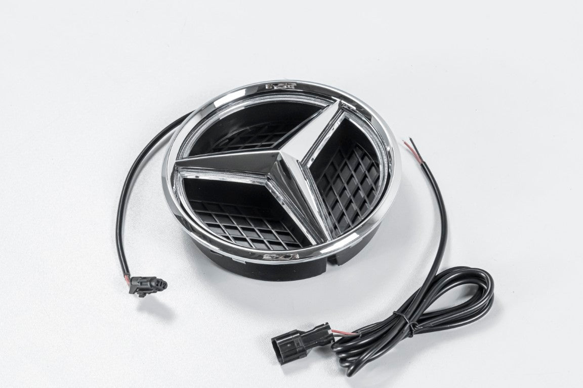 Mercedes Benz E-Class E63 E63S AMG E550 E400 E350 W212 Facelift 2014 2015 2016 with Aftermarket Parts - V1 Silver Chrome Mercedes Benz Light Up Emblem Illuminated Star Light ABS from DuPont Tech