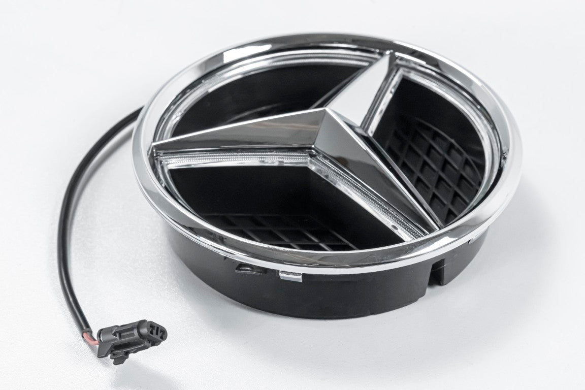 Mercedes Benz E-Class E63 E63S AMG E550 E400 E350 W212 Facelift 2014 2015 2016 with Aftermarket Parts - V1 Silver Chrome Mercedes Benz Light Up Emblem Illuminated Star Light ABS from DuPont Tech