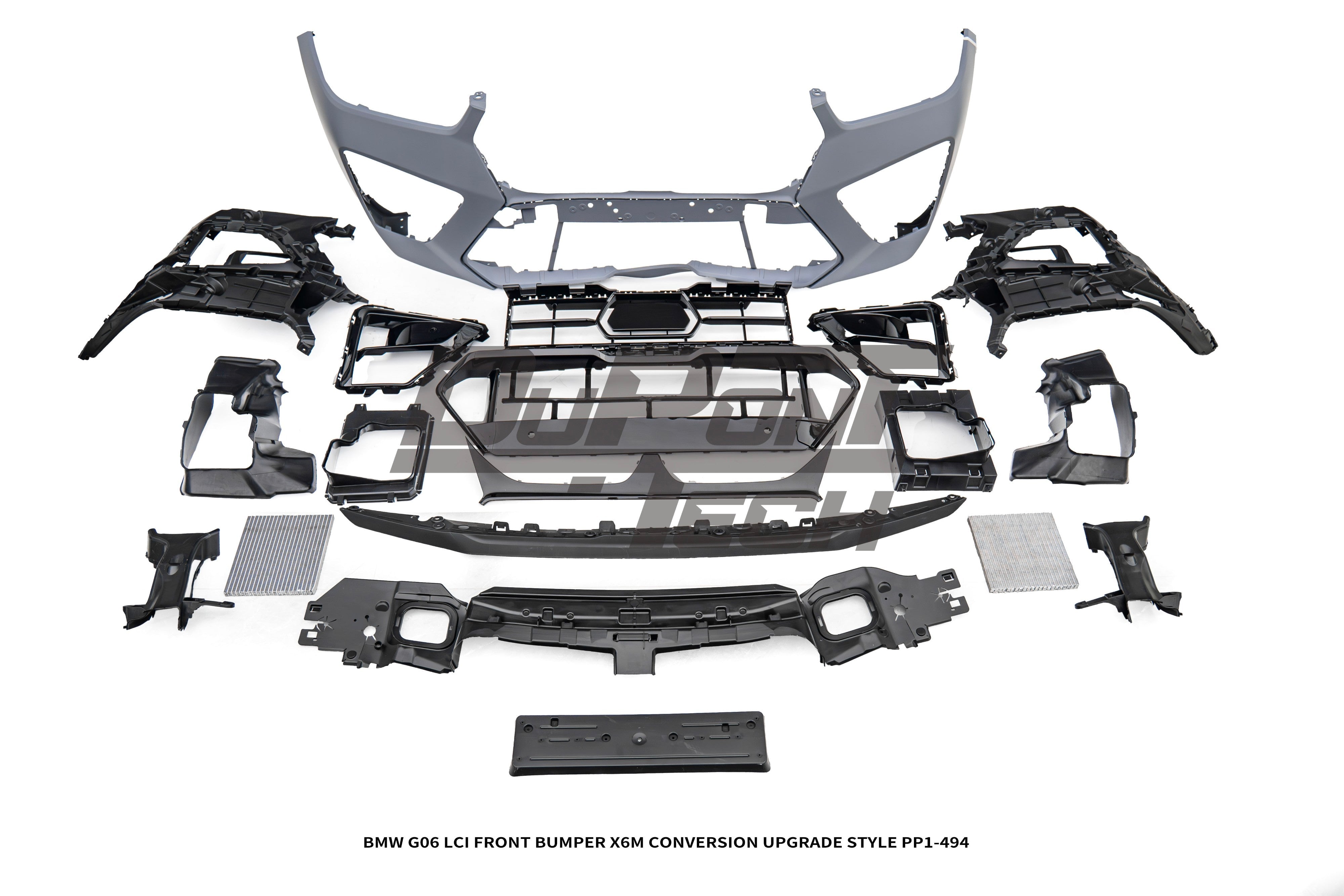 BMW X6 M60i xDrive40i G06 LCI 2024-ON with Aftermarket Parts - X6M Conversion Upgrade Style Front Bumper PP Polypropylene from DuPont Tech