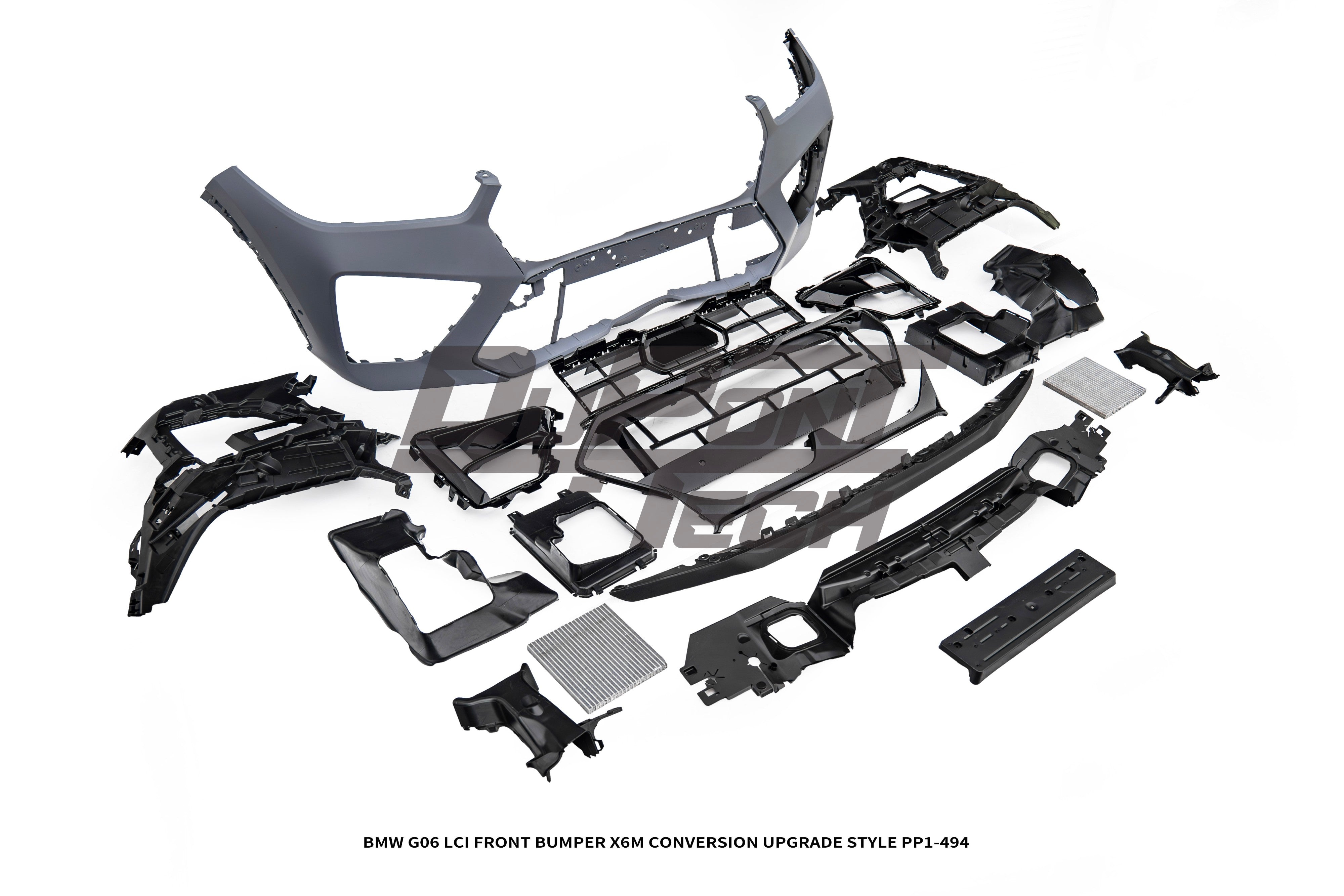 BMW X6 M60i xDrive40i G06 LCI 2024-ON with Aftermarket Parts - X6M Conversion Upgrade Style Front Bumper PP Polypropylene from DuPont Tech