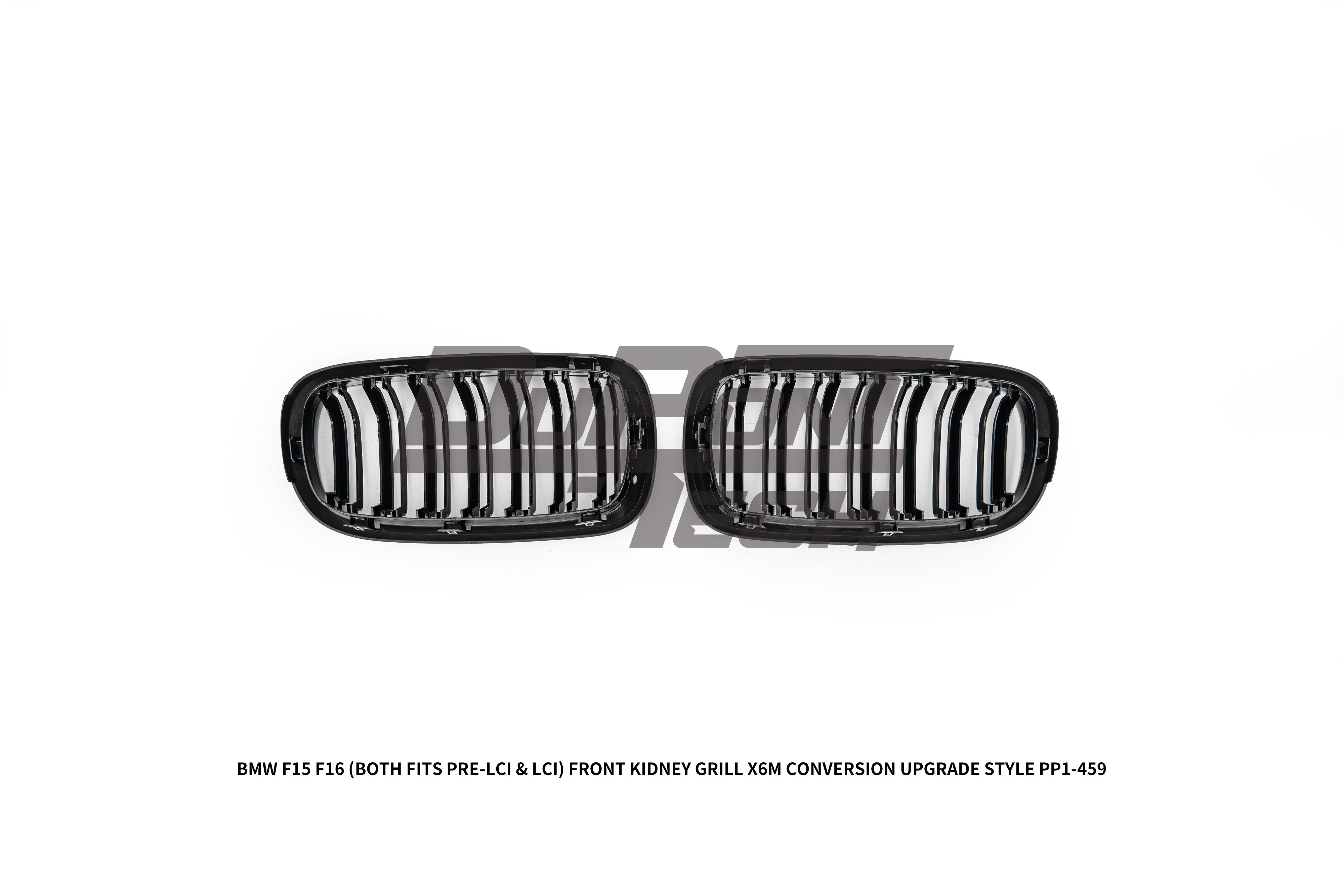 BMW X5 xDrive50i eDrive F15 (Both Fits Pre-LCI & LCI) 2014 2015 2016 2017 2018 & X6 M50d xDrive50i s/xDrive35i xDrive40d xDrive30d F16 (Both Fits Pre-LCI &  LCI) 2015 2016 2017 2018 2019 with Aftermarket Parts - X6M Conversion Upgrade Style Front Kidney Grill ABS from DuPont Tech