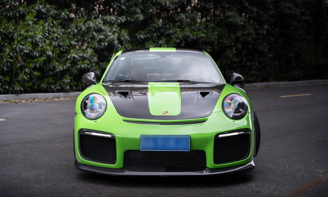 Porsche 991.1 Carrera Base/S/T/4/4S/Targa 4/ Targa 4S/GTS/Turbo/Turbo S/GT3/GT3RS 2012 2013 2014 2015 2016 & 991.2 Carrera Base/S/T/4/4S/Targa 4/ Targa 4S/GTS/Turbo/Turbo S 2017 2018 2019 (designed to be installed on DuPont Tech GT2RS conversion front bumper ONLY) with Aftermarket Parts - GT2RS Conversion Style DRL Fog Light Surround Trim Dry Pre-preg Carbon Fiber from Dupont Tech